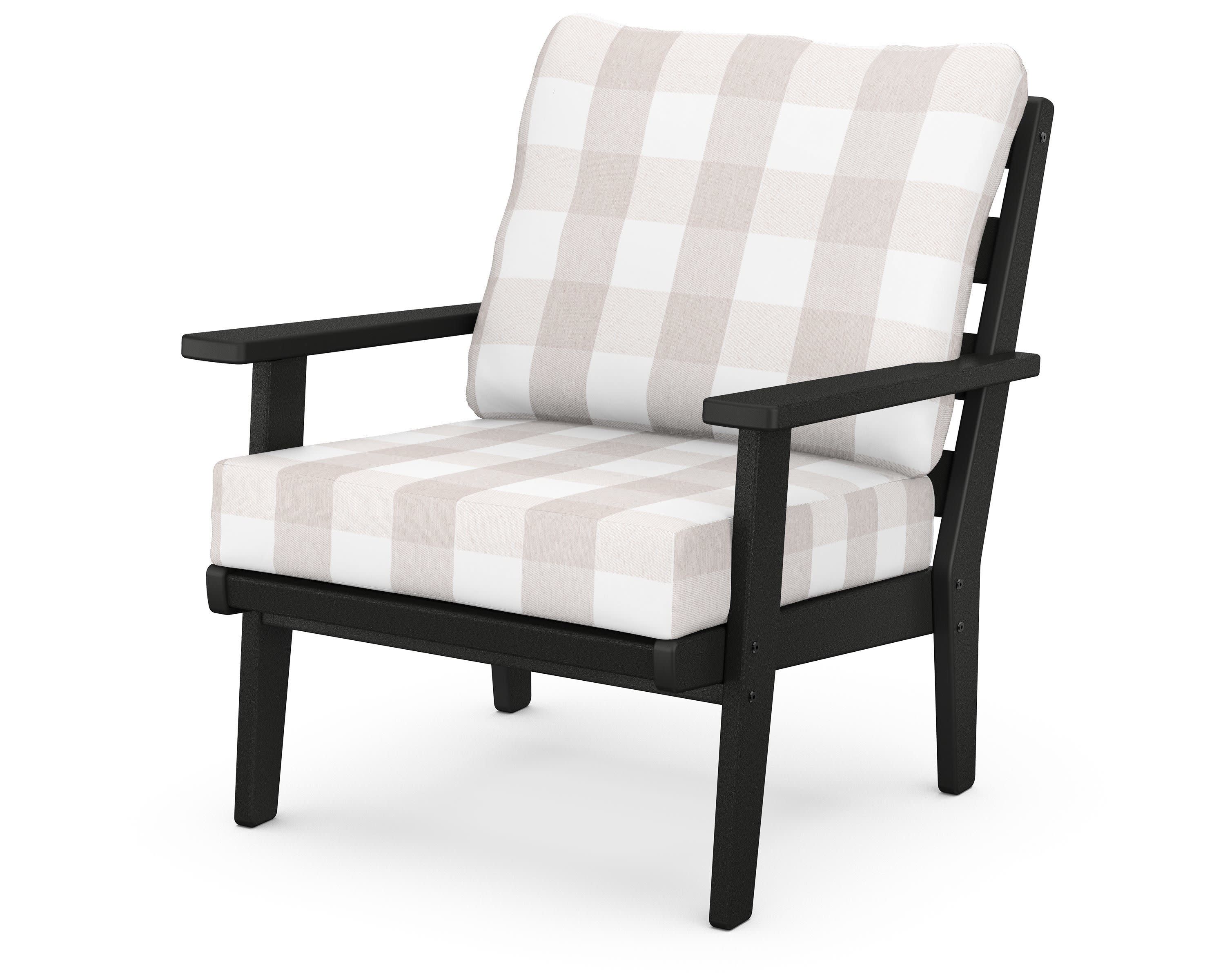 Grant Park Deep Seating Chair in Black / Buffalo Plaid Dune Burlap
