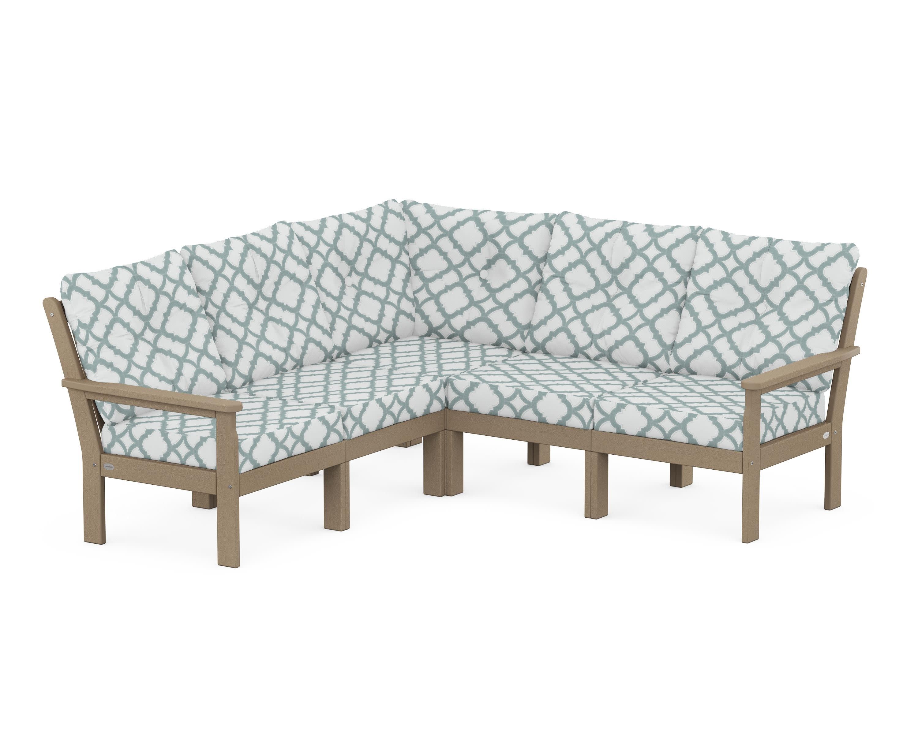 Vineyard 5-Piece Sectional in Vintage Sahara / Trellis Glacier Spa