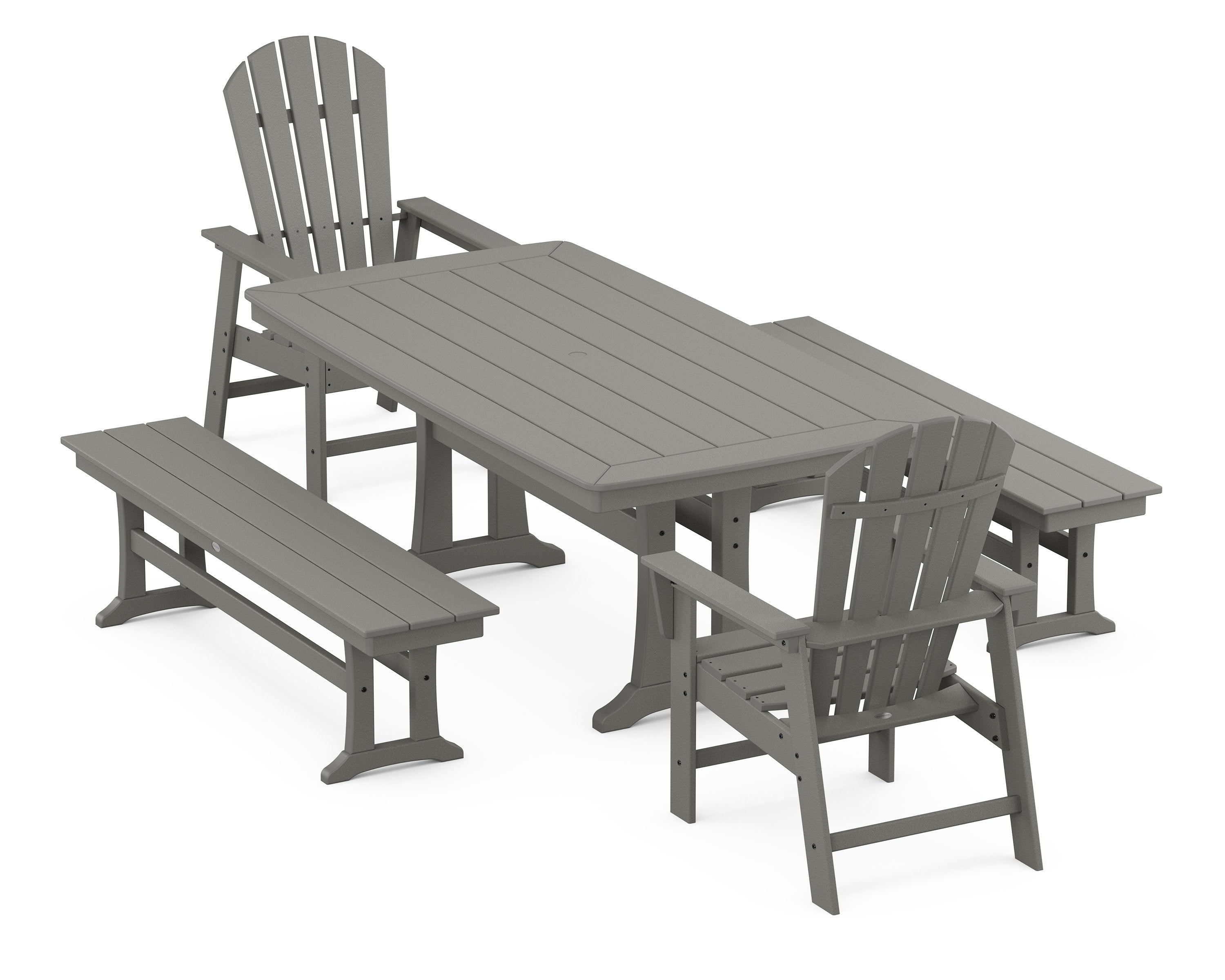 South Beach 5-Piece Dining Set with Trestle Legs in Slate Grey