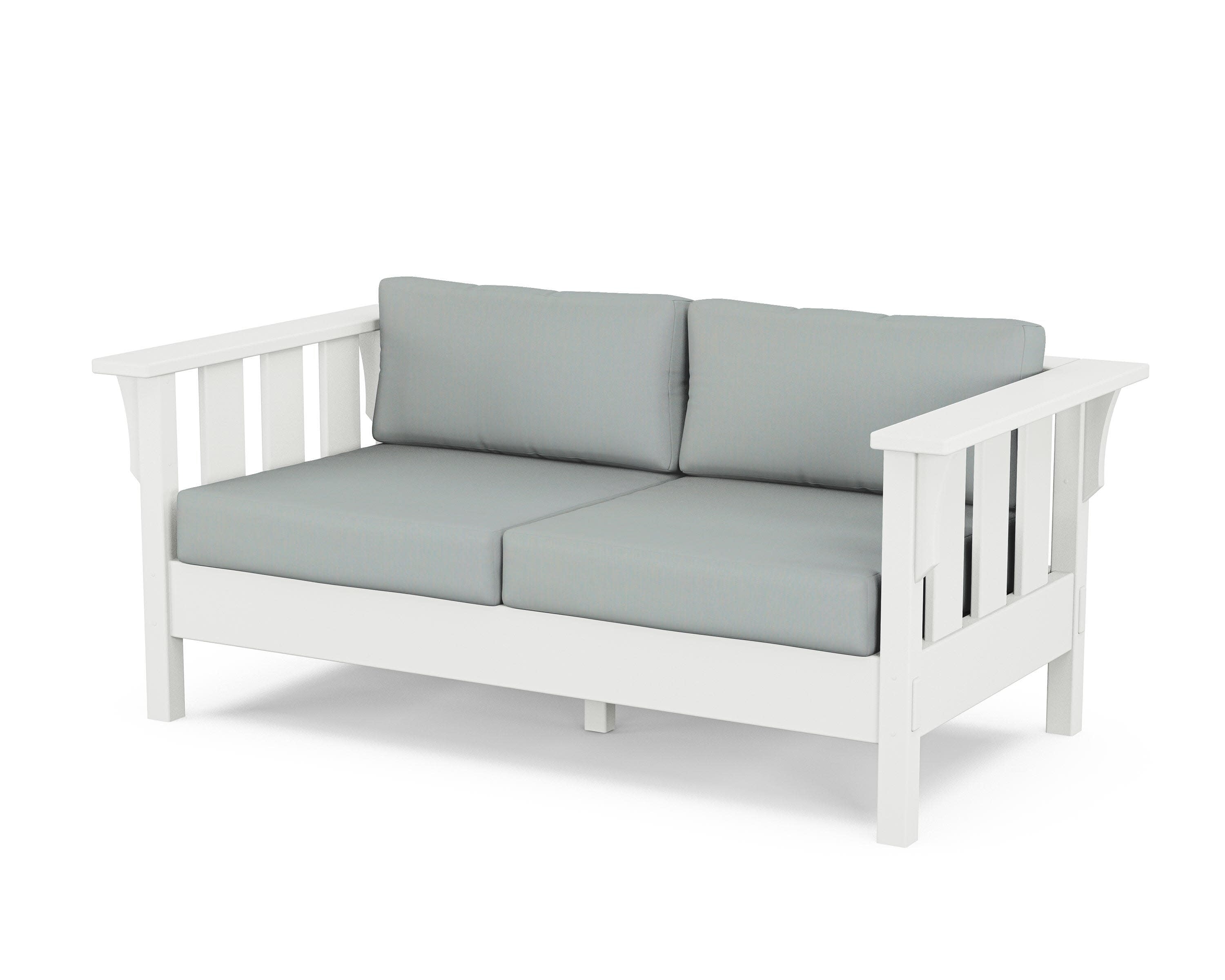 Acadia Deep Seating Loveseat in White / Spa