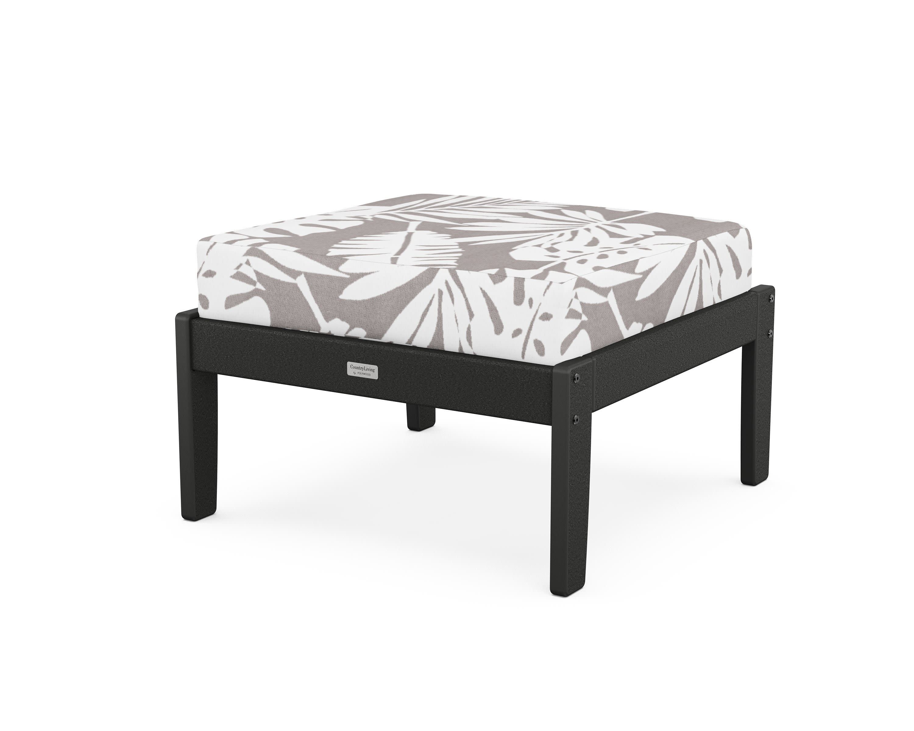 Cottage Deep Seating Ottoman in Black / Leaf Grey Mist
