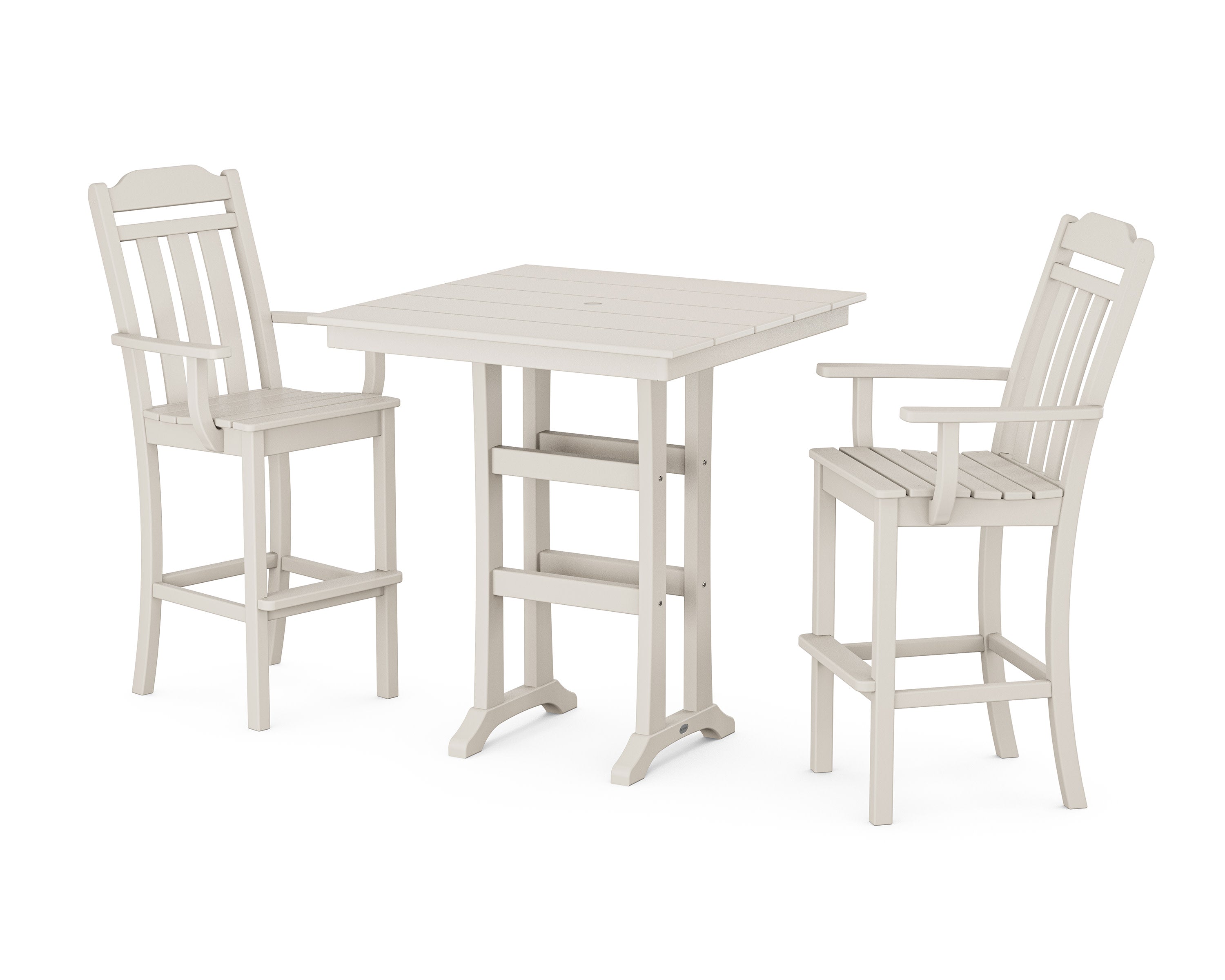 Cottage 3-Piece Farmhouse Bar Set with Trestle Legs in Sand