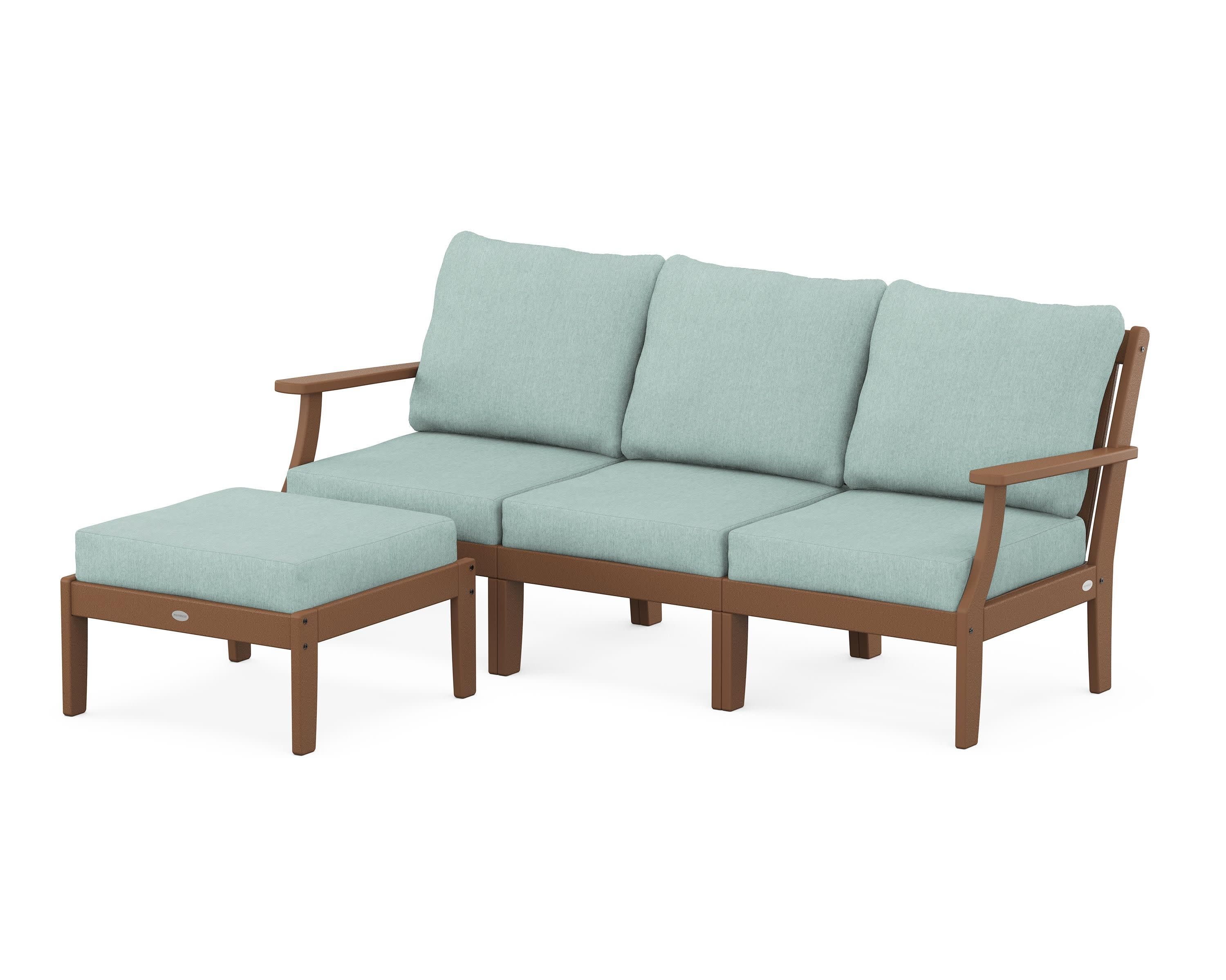Braxton Modular 4-Piece Deep Seating Set with Ottoman in Teak / Glacier Spa