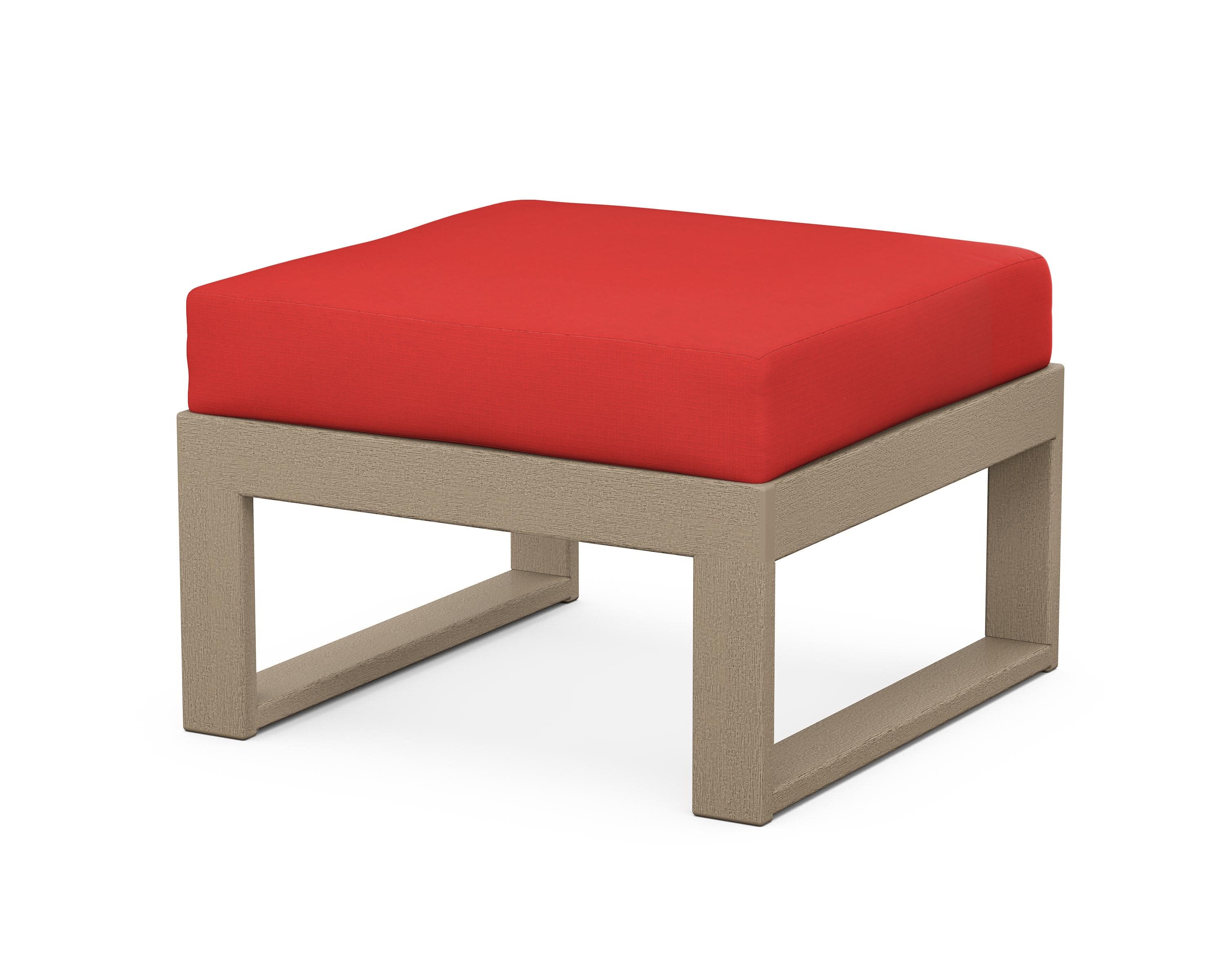 Modular Ottoman - Modern in Vintage Sahara / Crimson Linen