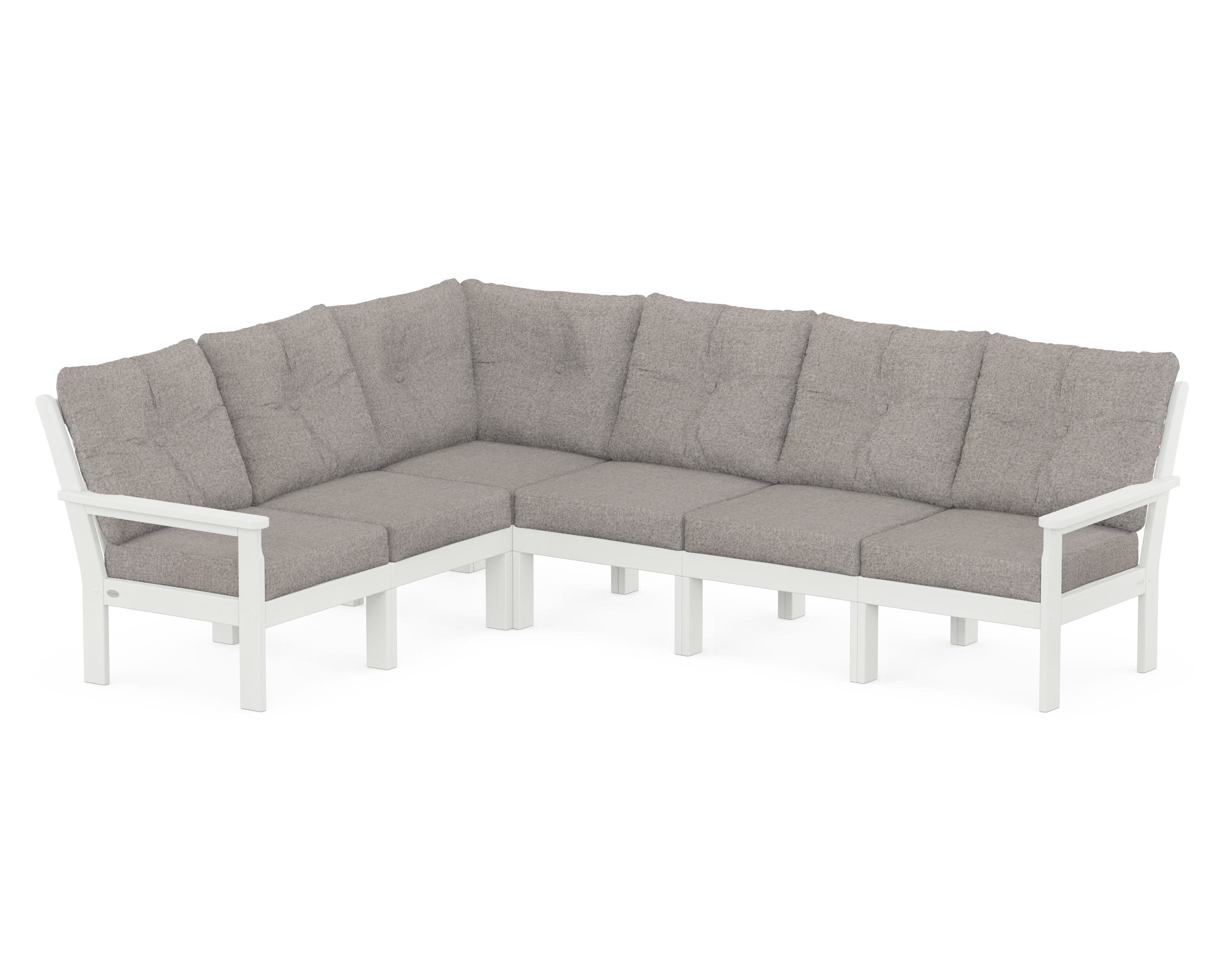 Vineyard 6-Piece Sectional in Vintage White / Weathered Tweed