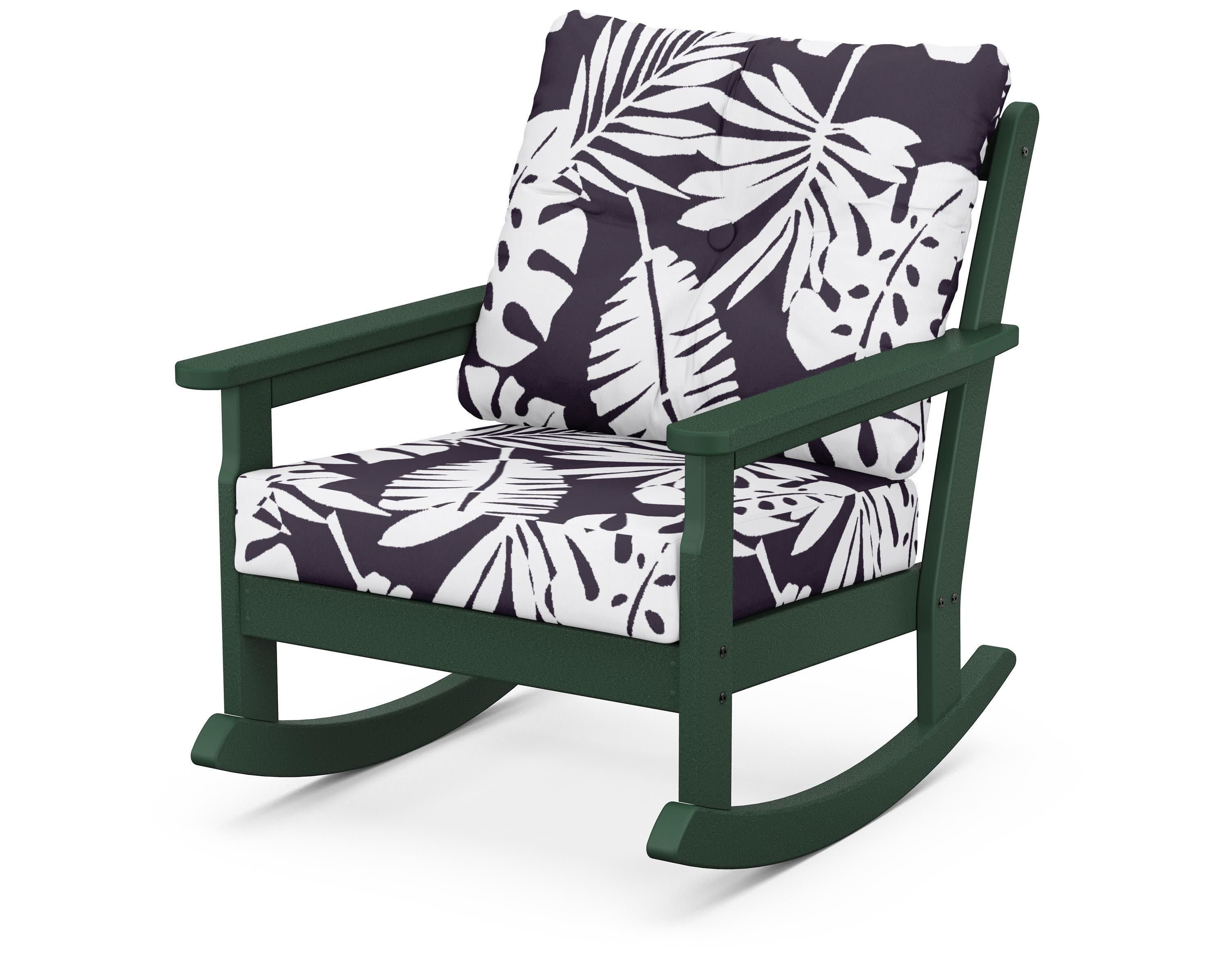 Vineyard Deep Seating Rocking Chair in Green / Leaf Navy