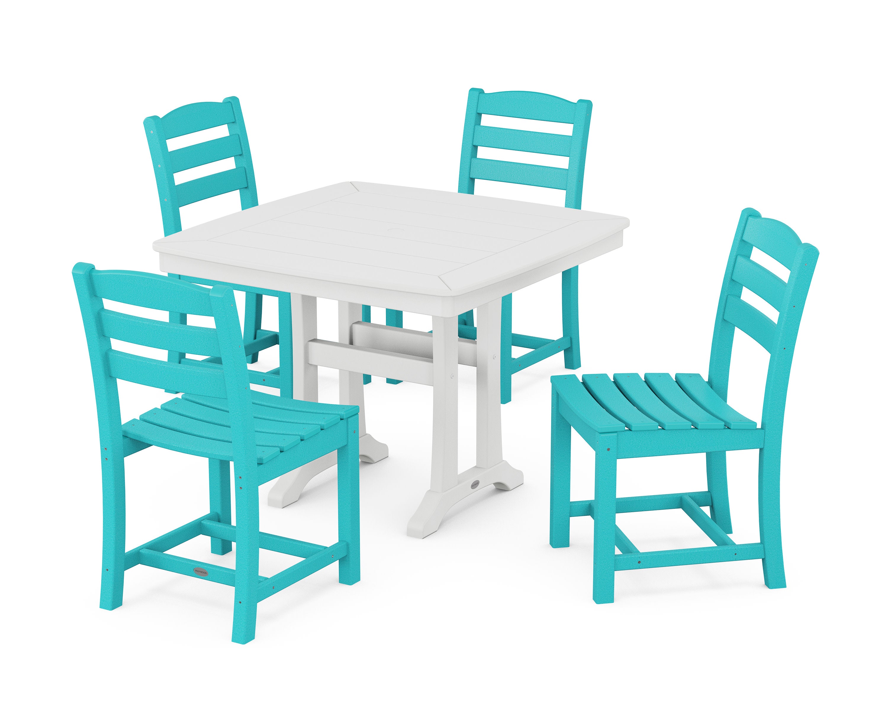 La Casa Caf Side Chair 5-Piece Dining Set with Trestle Legs in Aruba / White