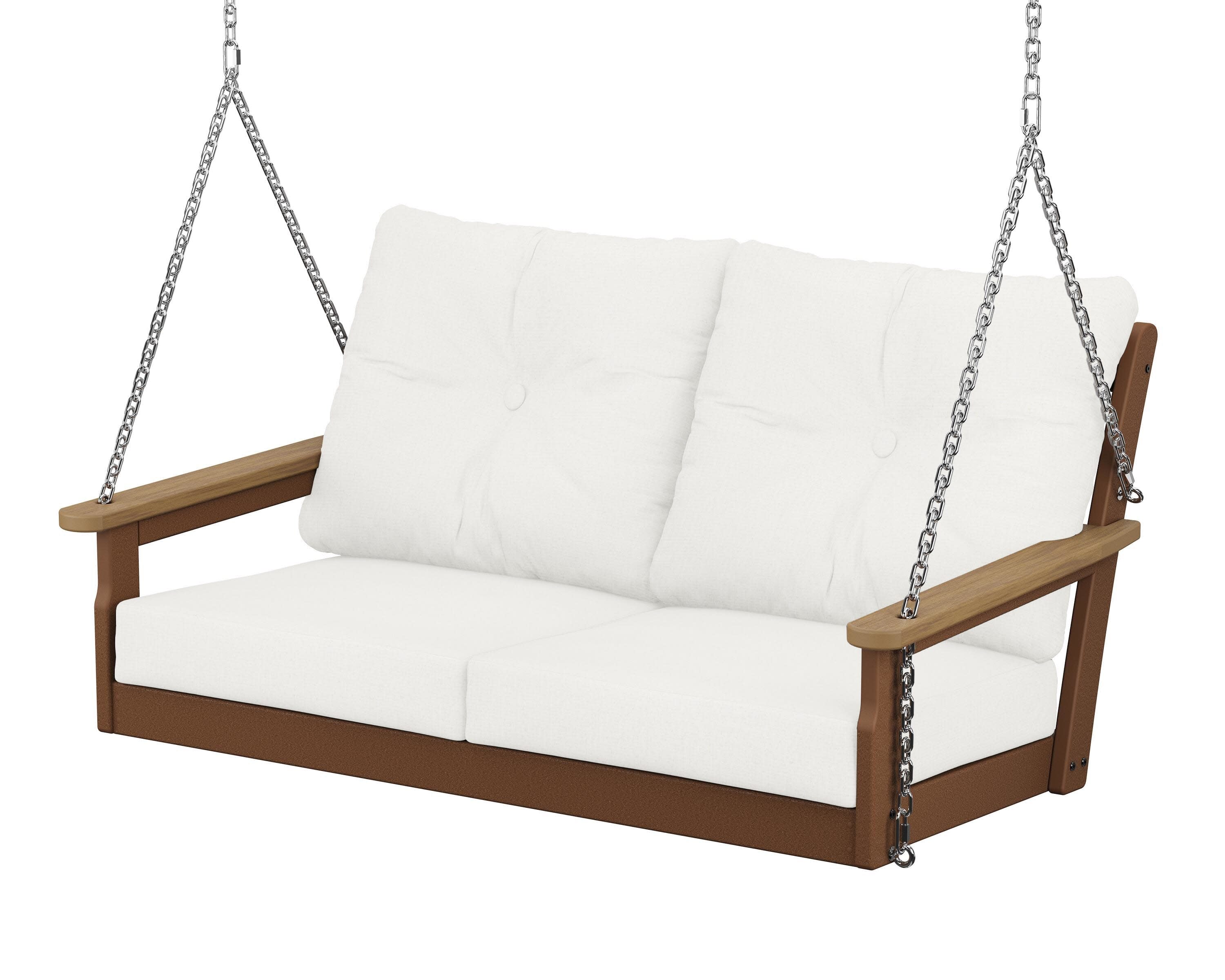 Vineyard Deep Seating Swing in Teak / Natural / Natural Linen