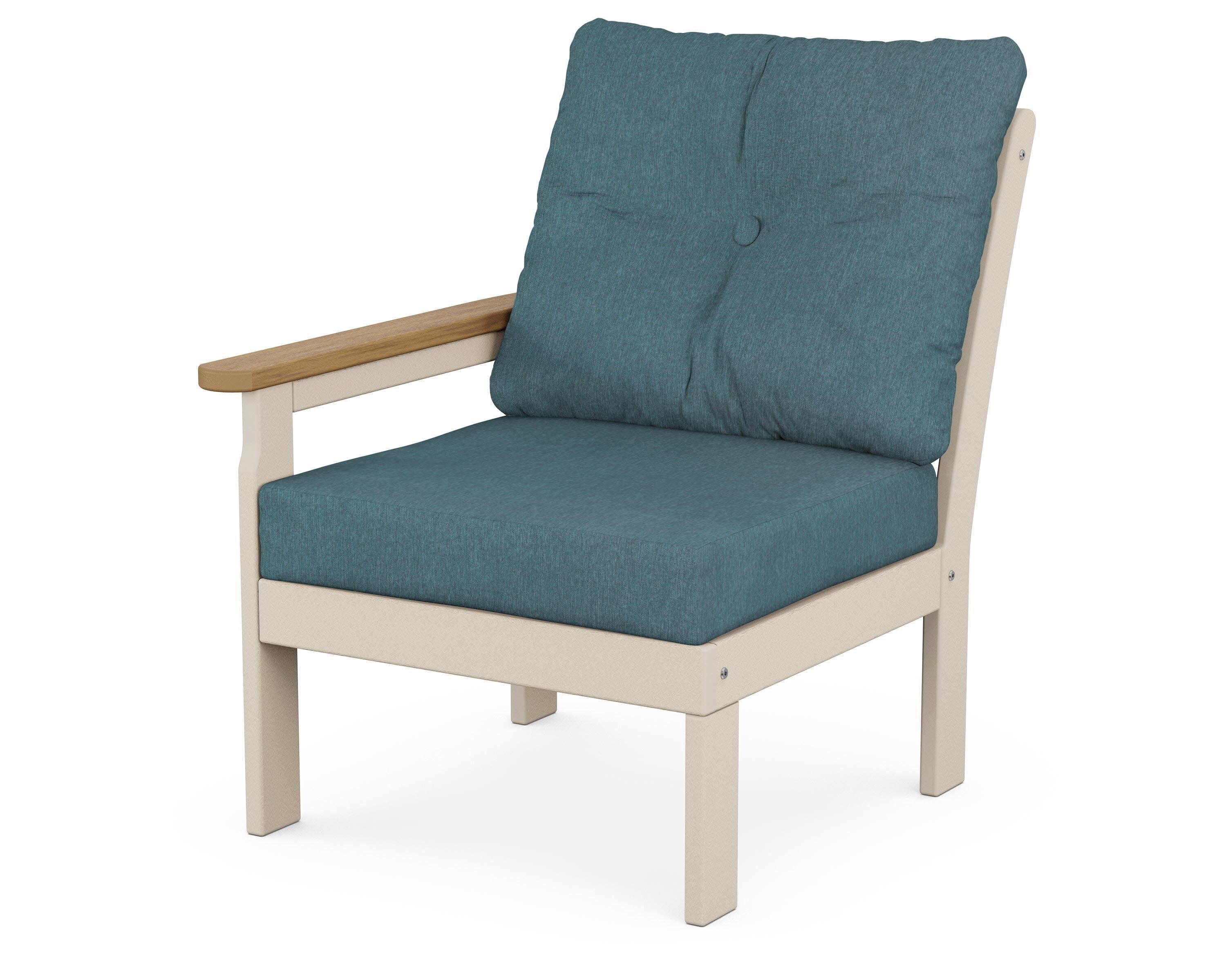 Vineyard Modular Left Arm Chair in Sand / Natural / Ocean Teal