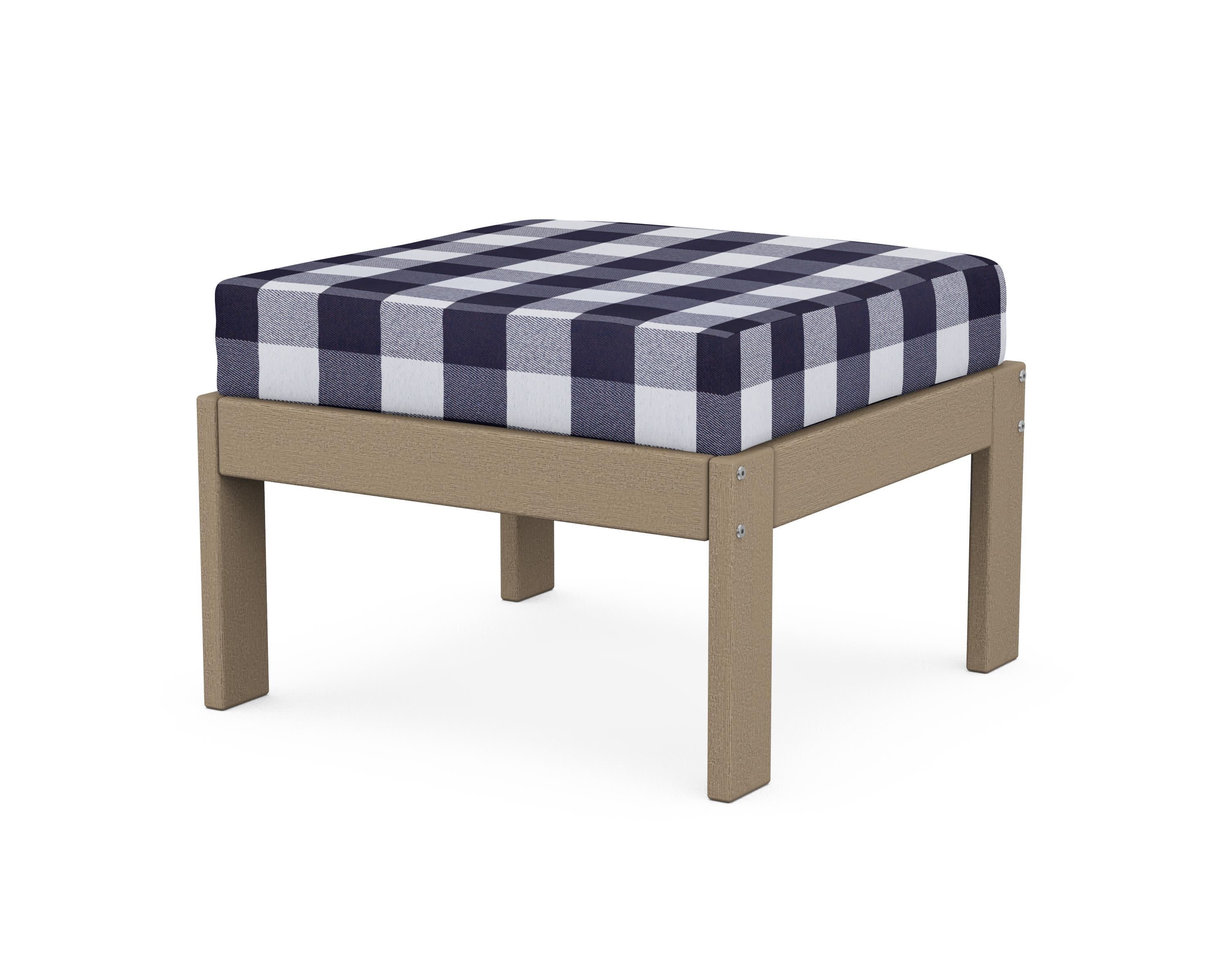 Vineyard Modular Ottoman in Vintage Sahara / Buffalo Plaid Navy