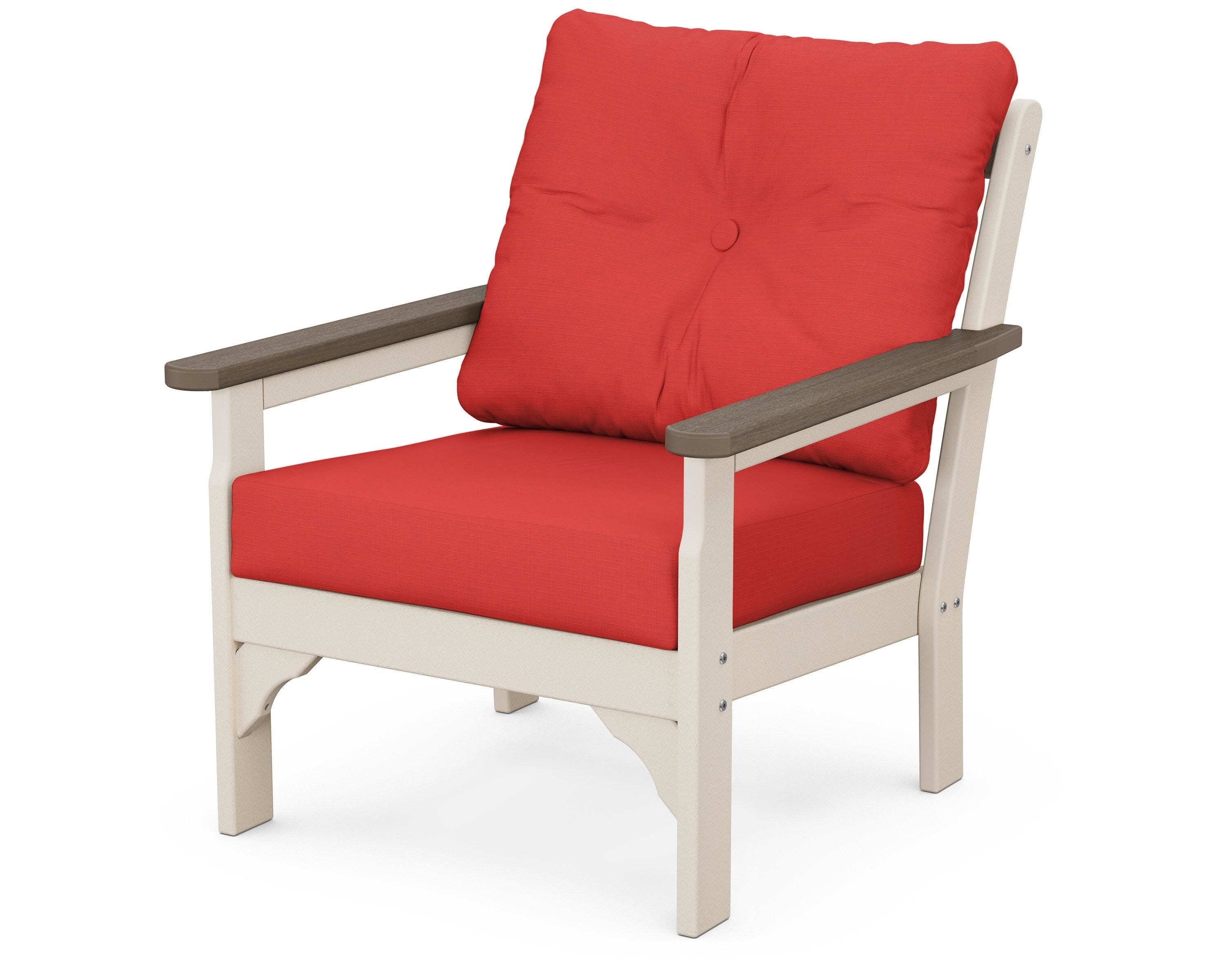 Vineyard Deep Seating Chair in Sand / Kona / Crimson Linen