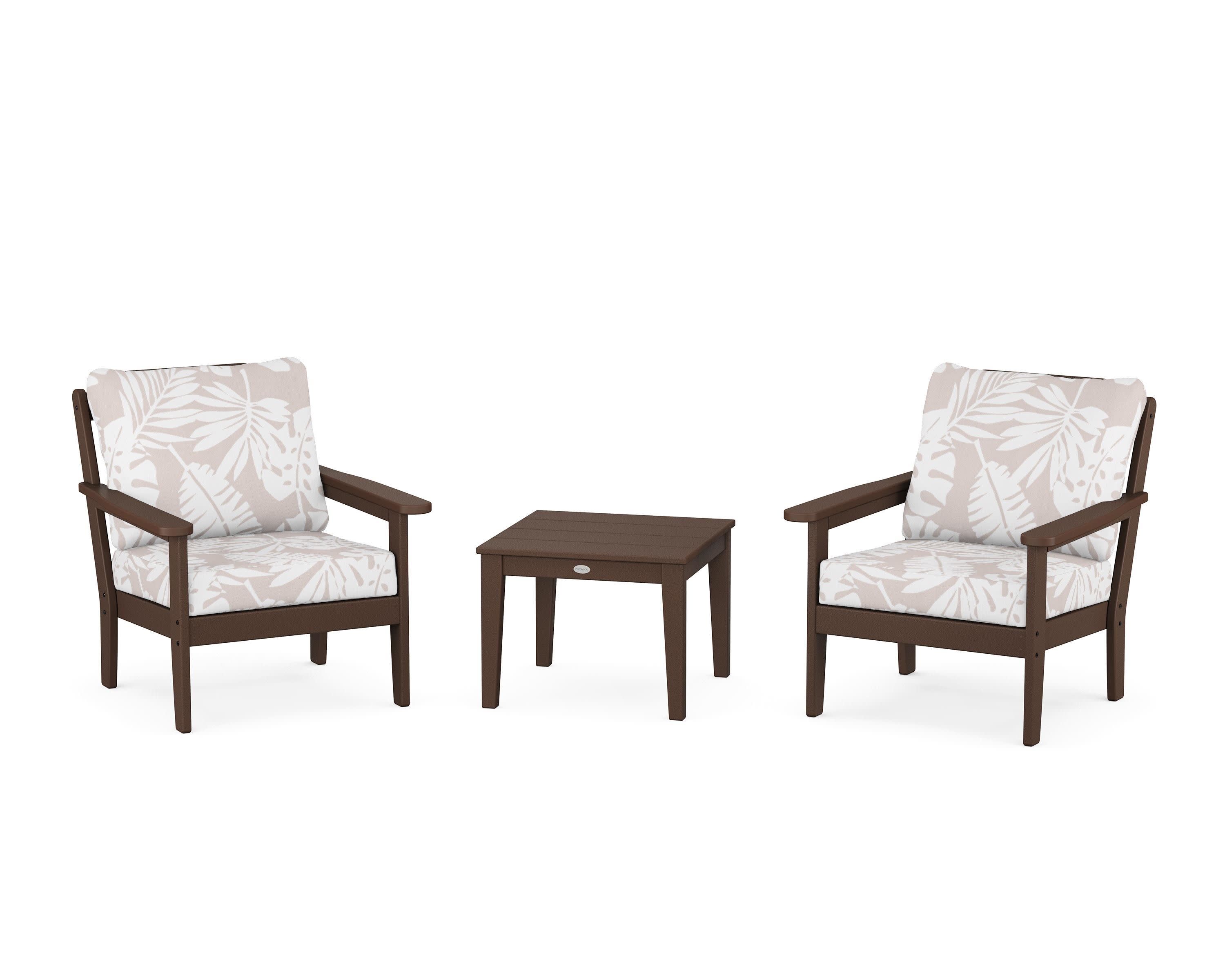 Cottage 3-Piece Deep Seating Set in Mahogany / Leaf Dune Burlap