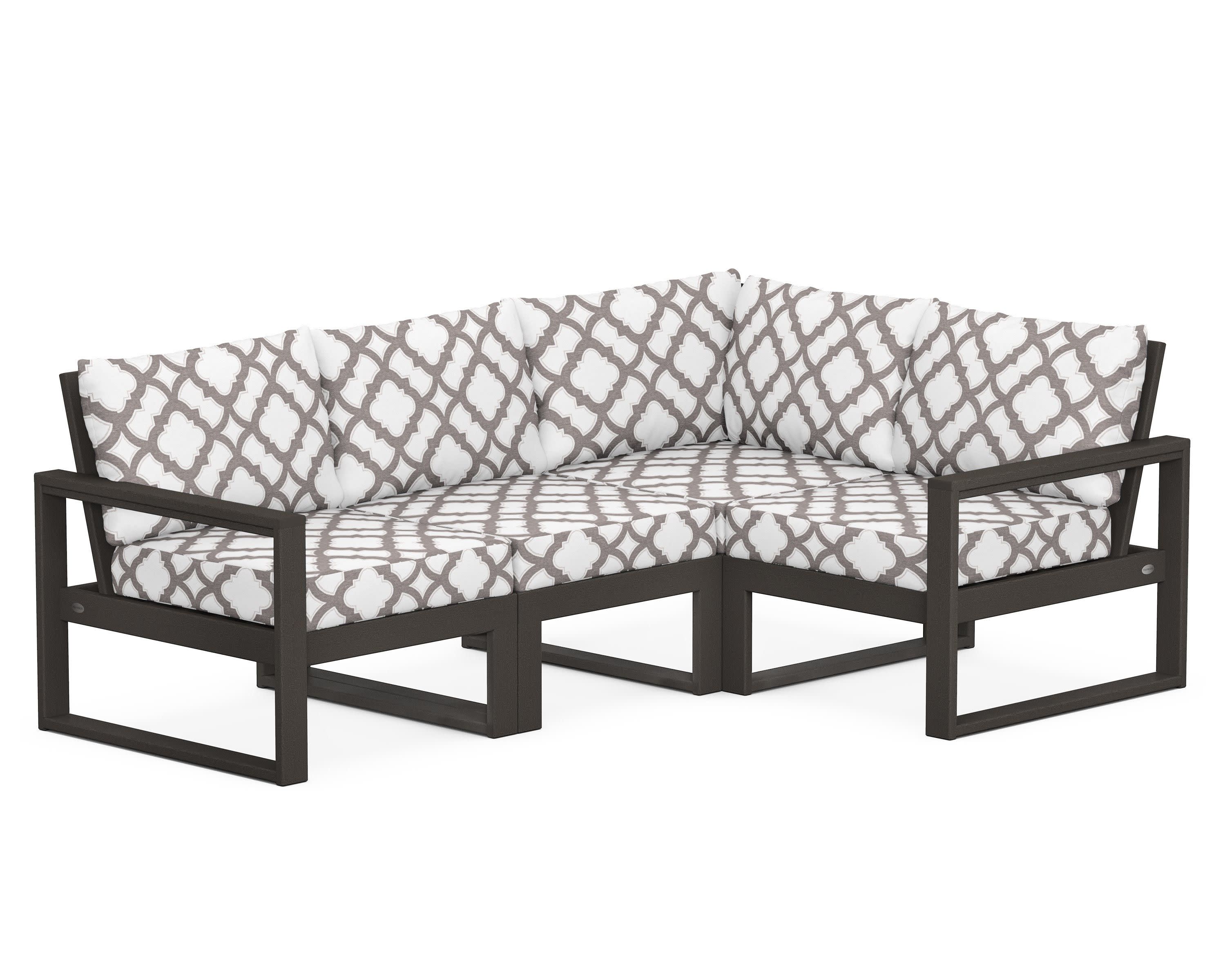 EDGE 4-Piece Modular Deep Seating Set in Vintage Coffee / Trellis Grey Mist