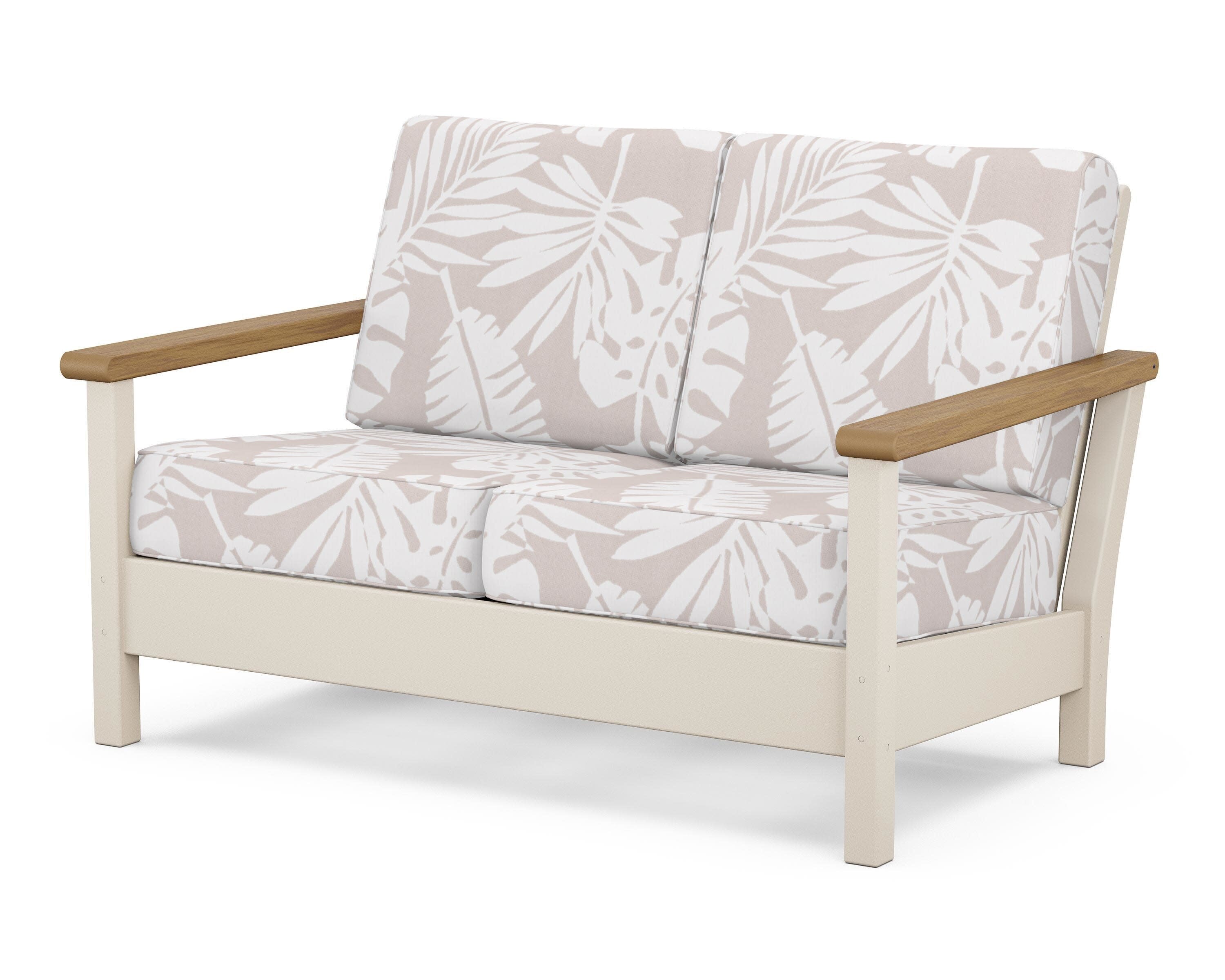 Harbour Deep Seating Loveseat in Sand / Natural / Leaf Dune Burlap