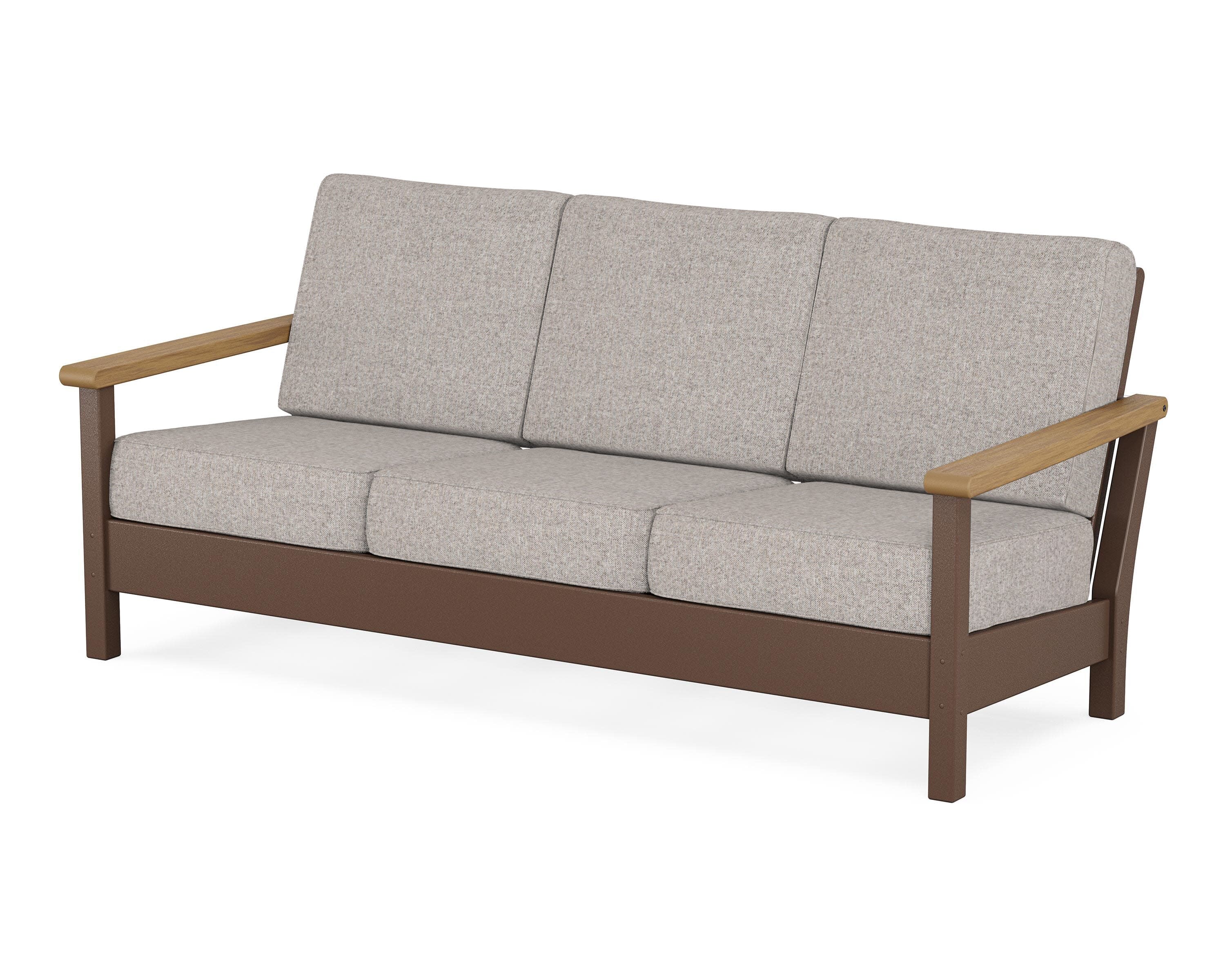 Harbour Deep Seating Sofa in Mahogany / Natural / Weathered Tweed