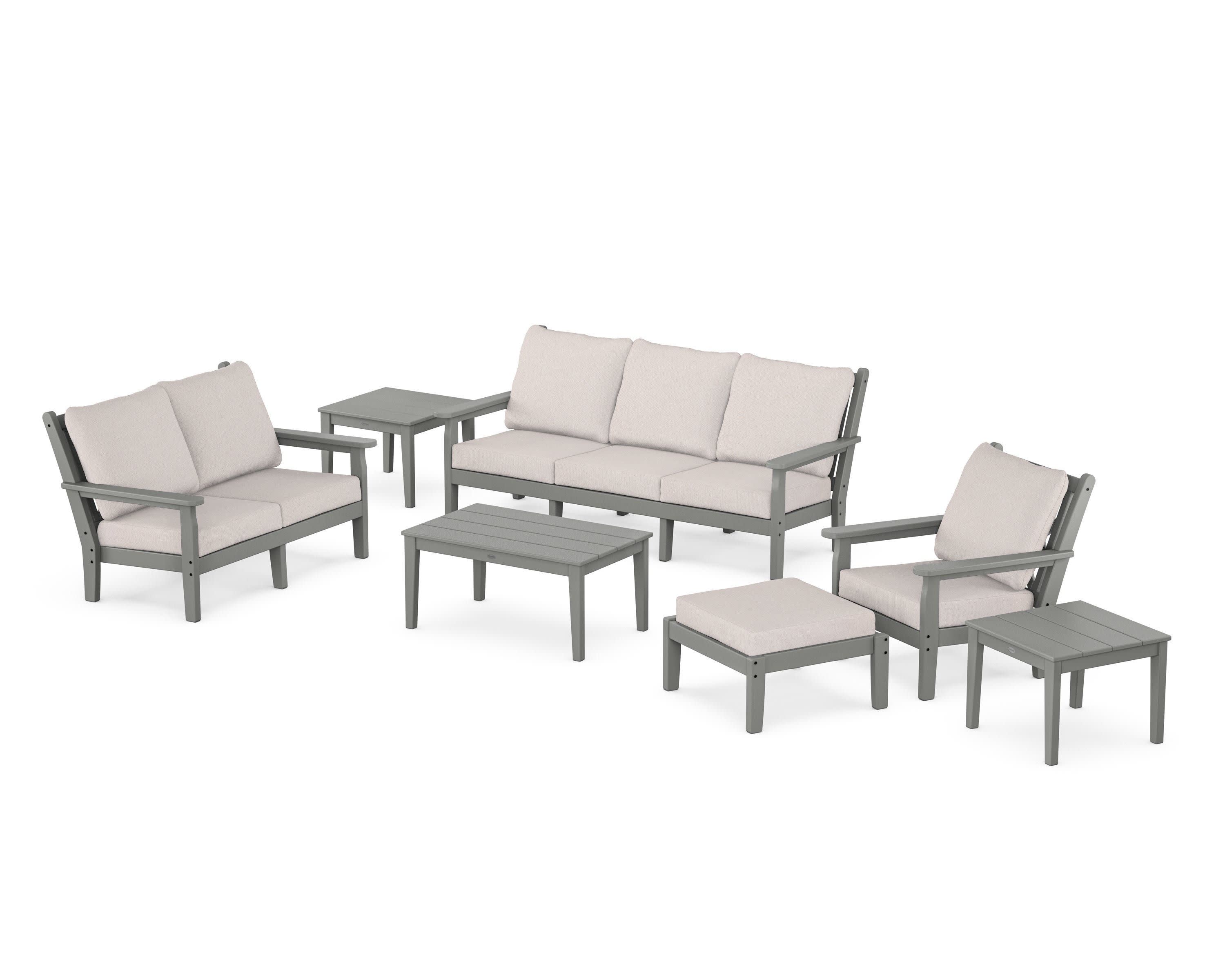 Chippendale 7-Piece Deep Seating Set in Slate Grey / Dune Burlap