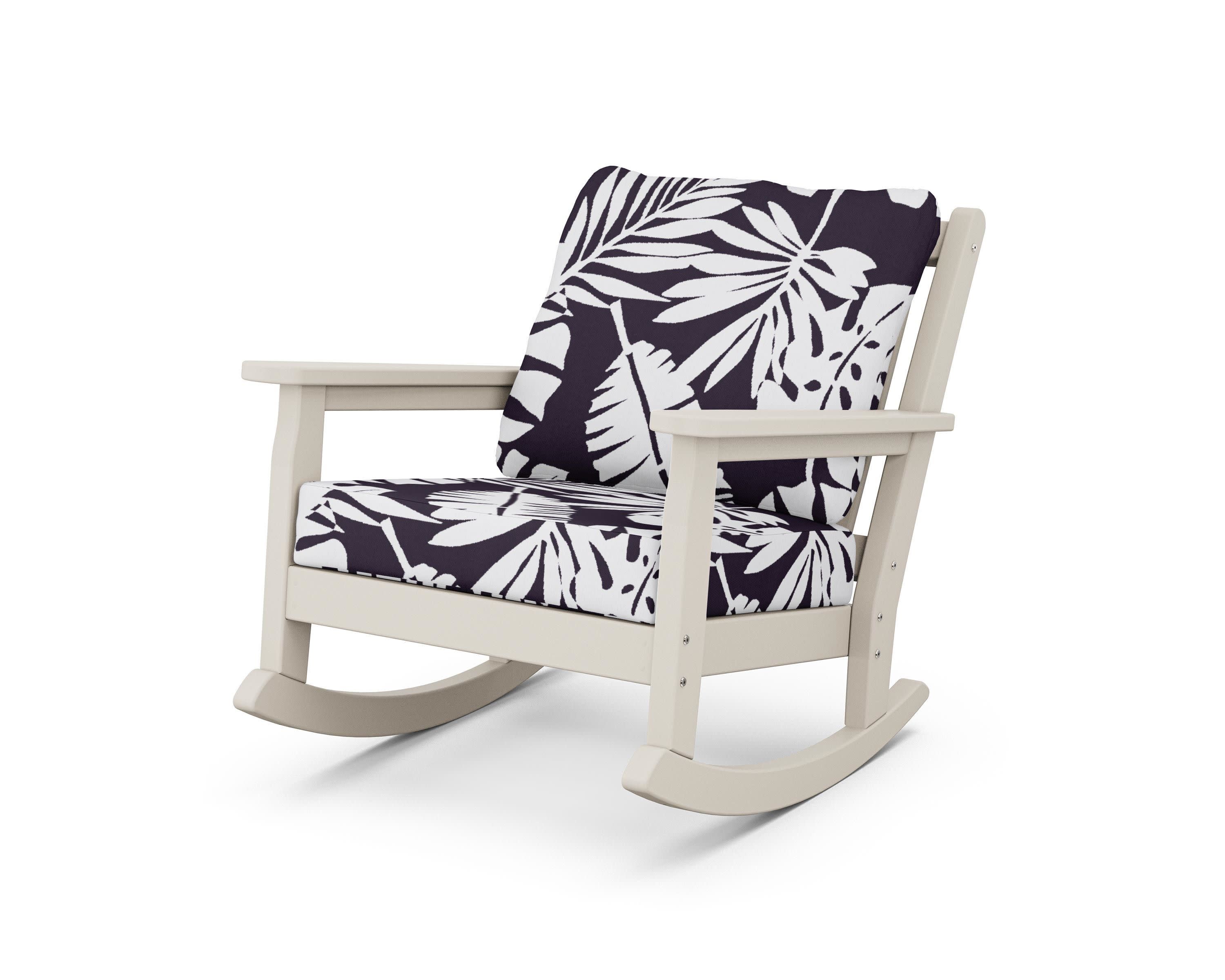 Chippendale Deep Seating Rocking Chair in Sand / Leaf Navy