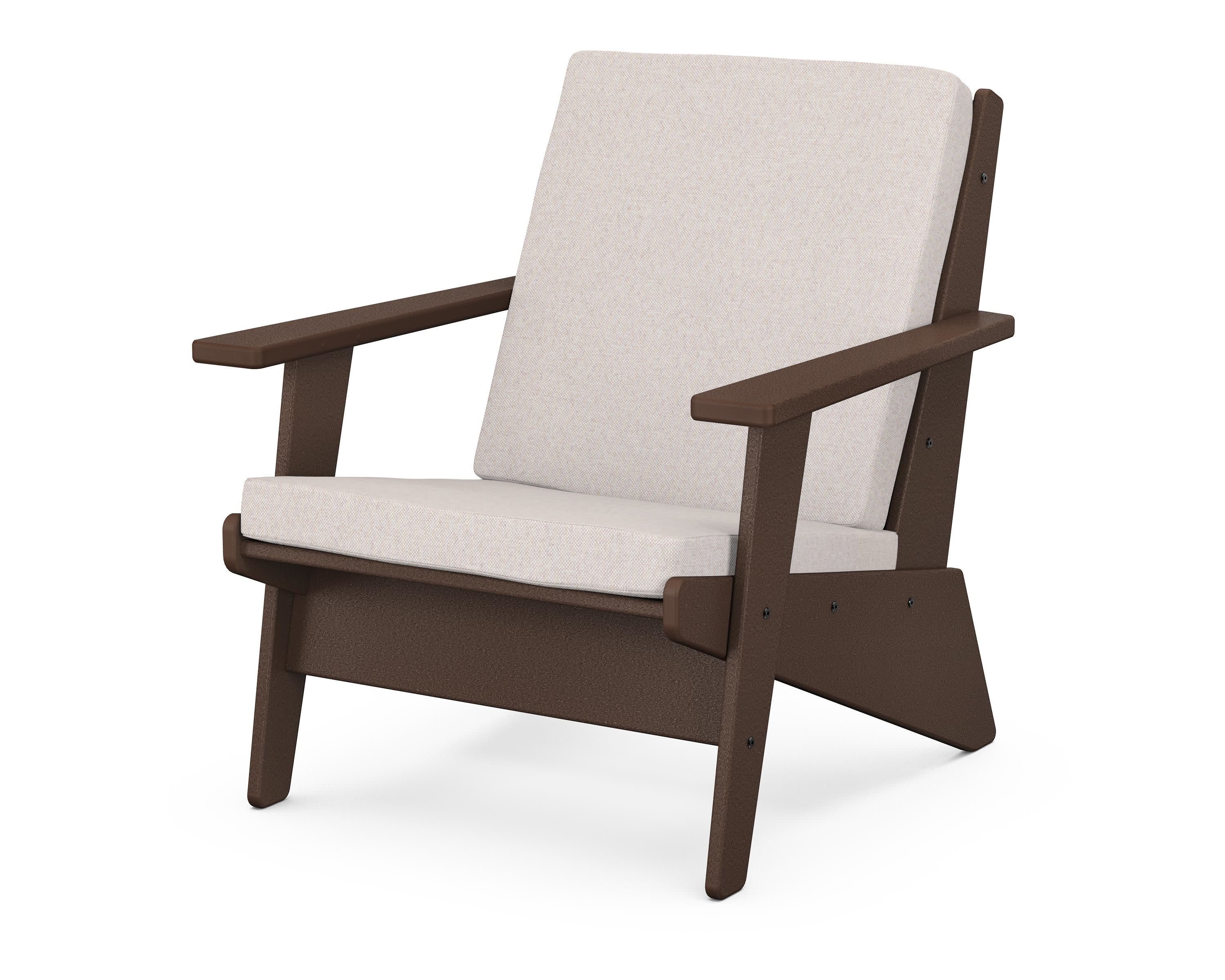 Riviera Modern Lounge Chair in Mahogany / Dune Burlap