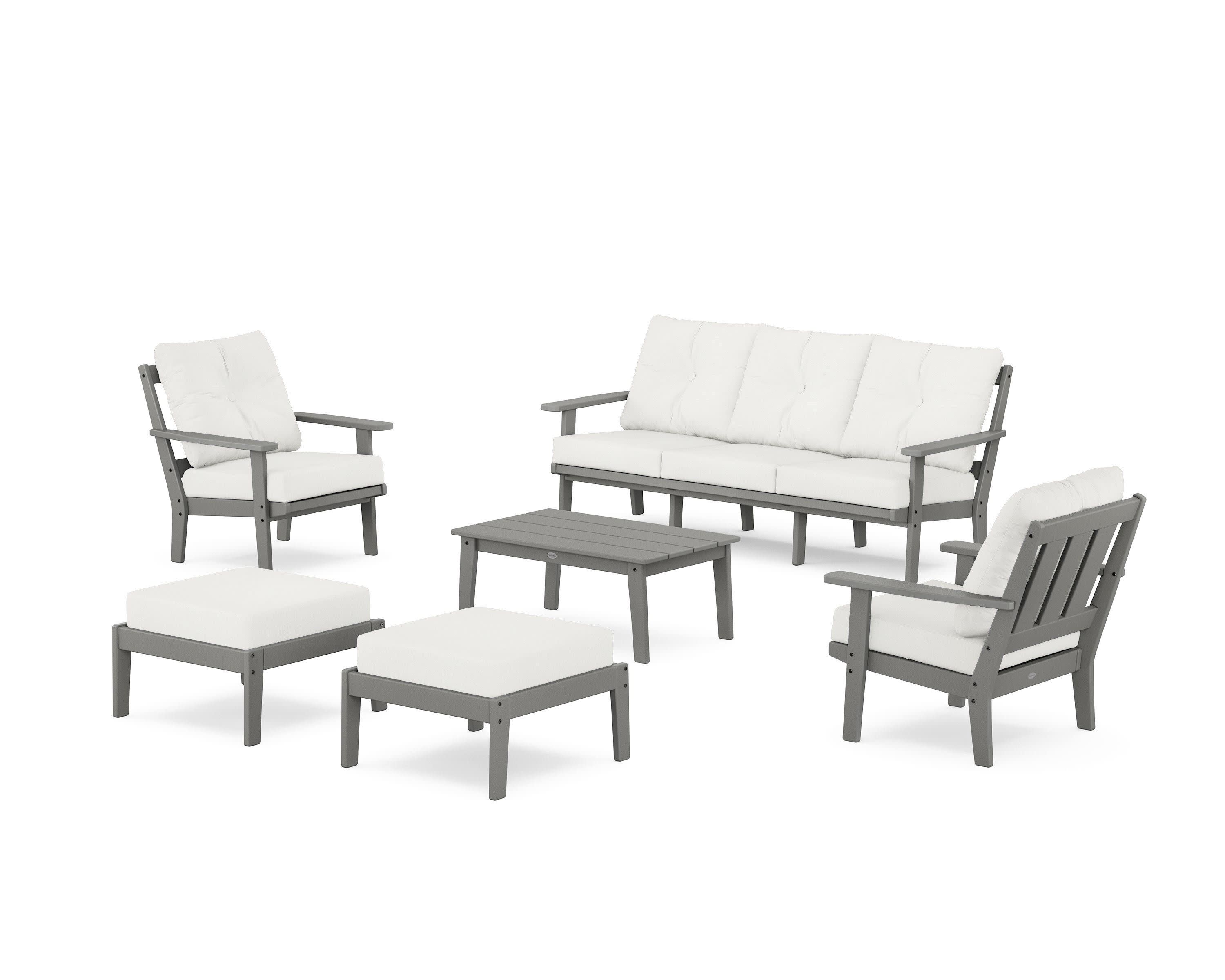Oxford 6-Piece Lounge Sofa Set in Slate Grey / Natural Linen