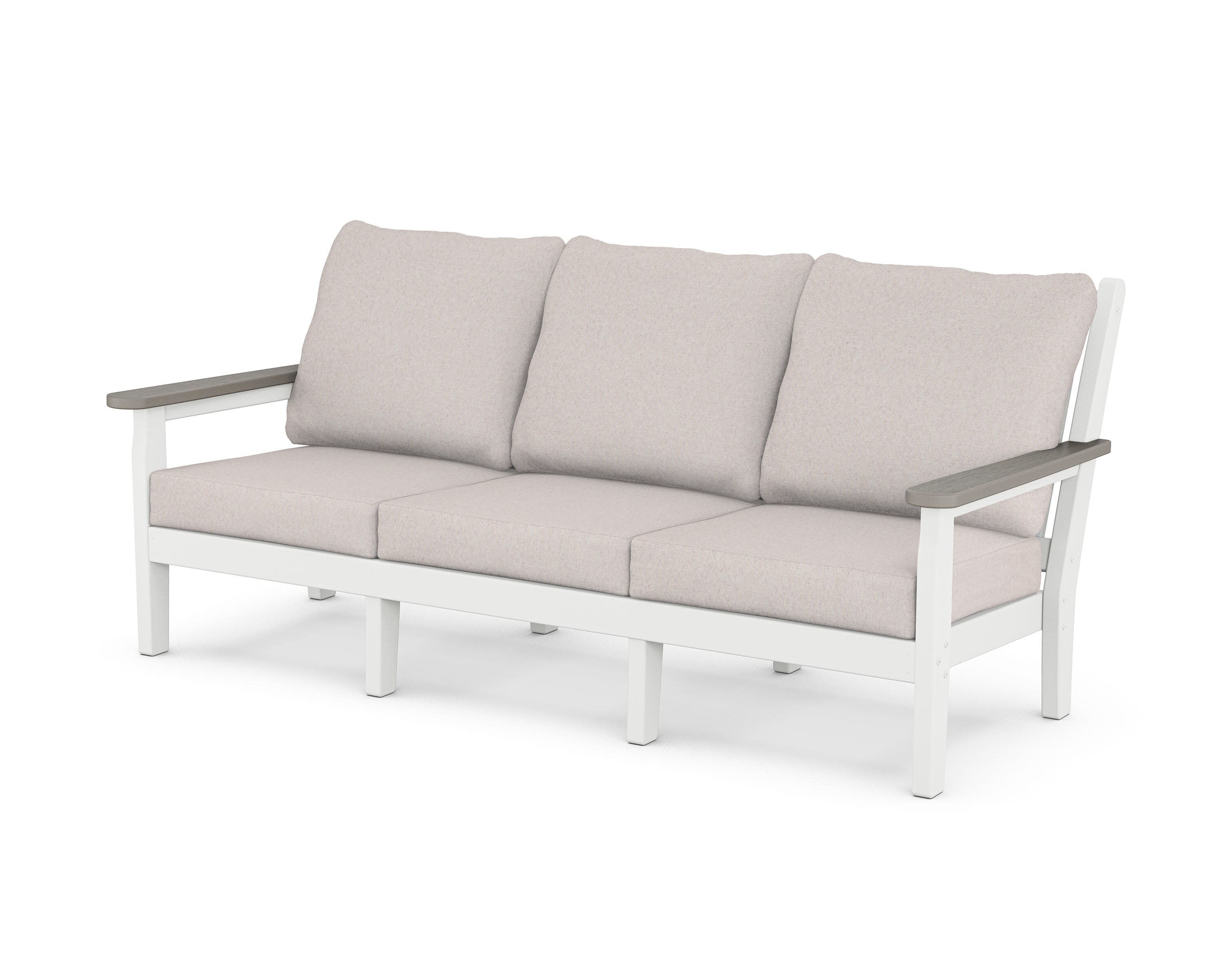 Chippendale Deep Seating Sofa in White / Driftwood / Dune Burlap
