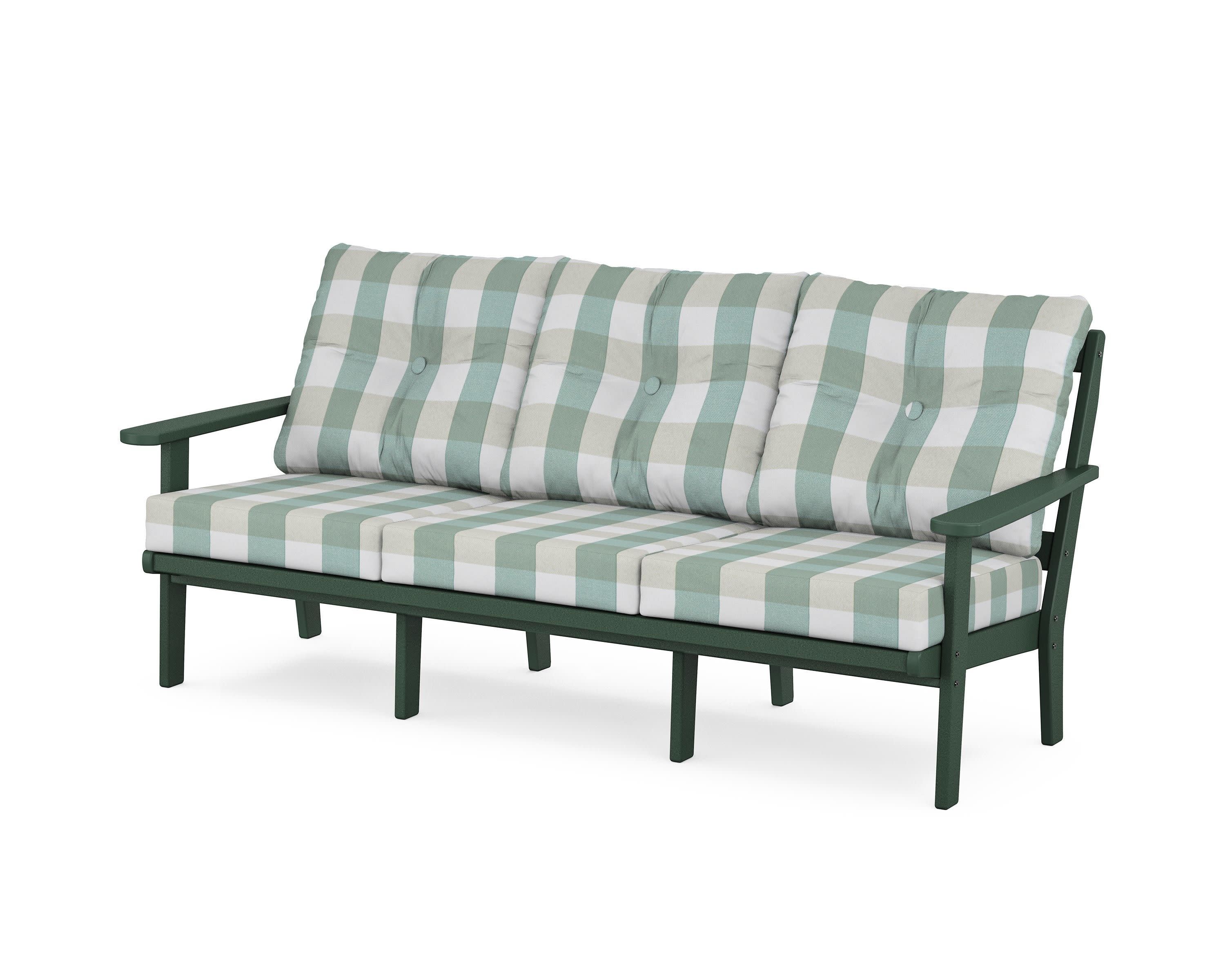 Mission Deep Seating Sofa in Green / Buffalo Plaid Glacier Spa