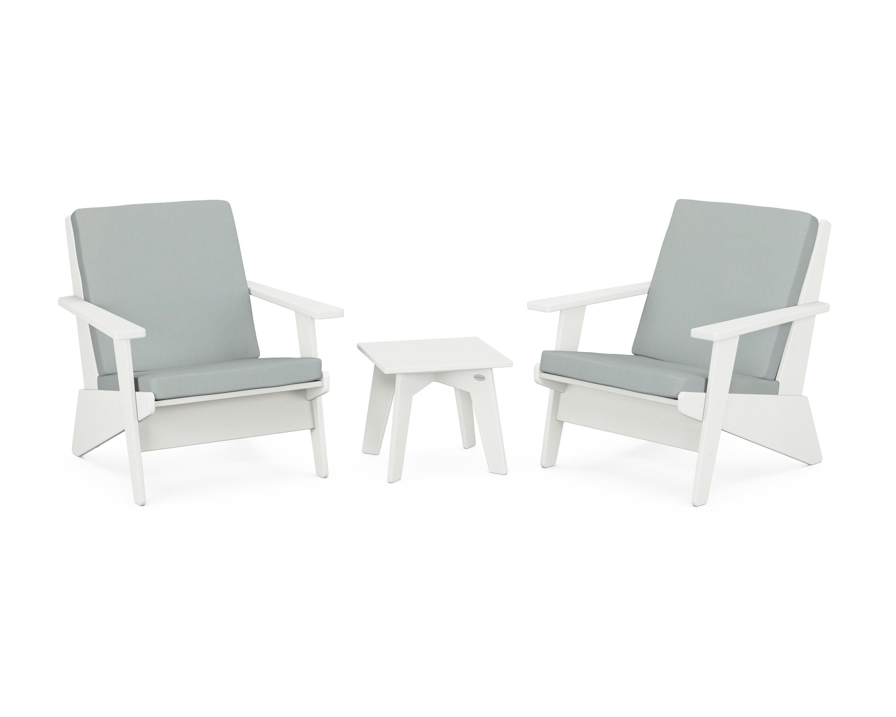 Riviera Modern Lounge 3-Piece Set in Vintage White / Spa