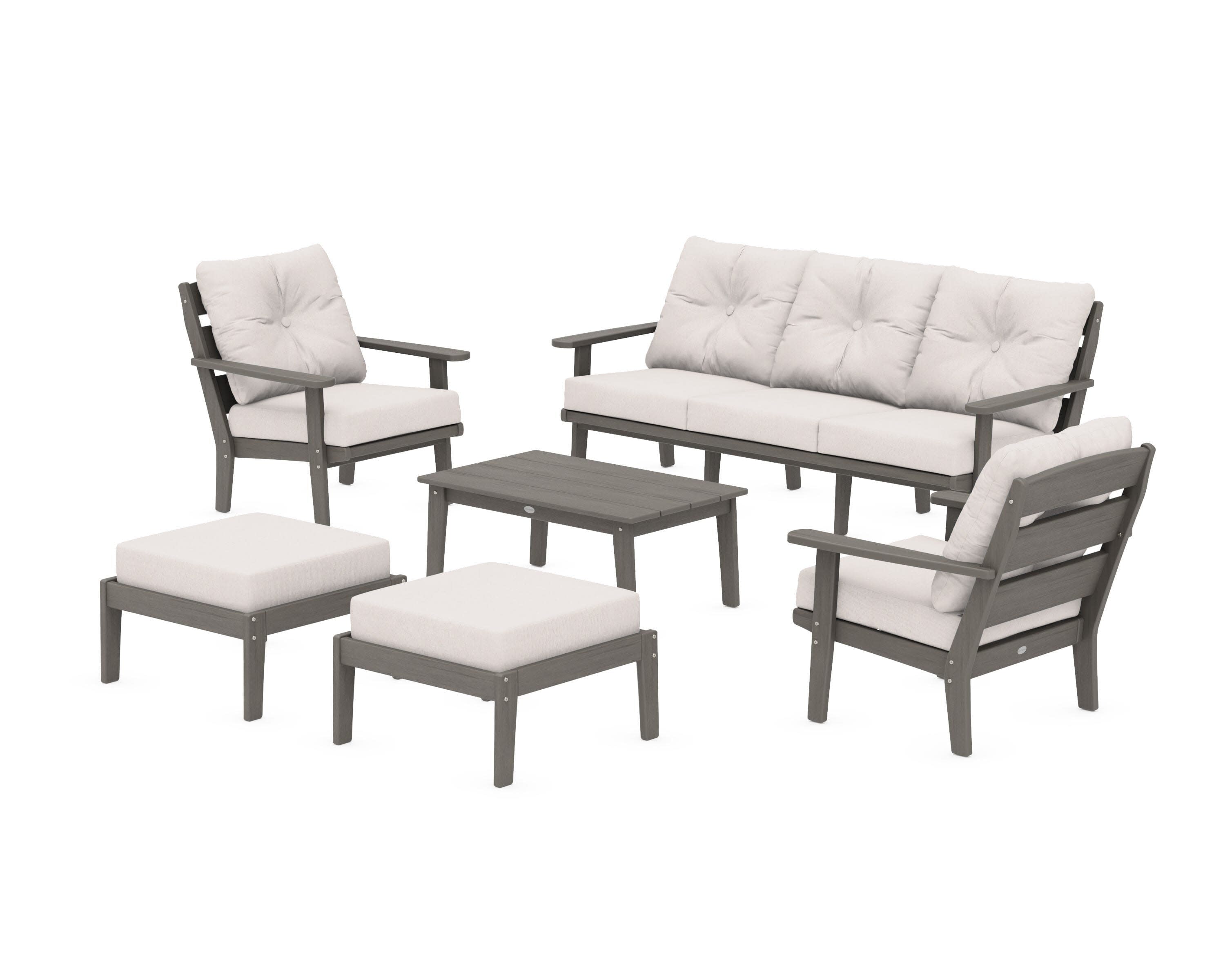 Lakeside 6-Piece Lounge Sofa Set in Driftwood / Dune Burlap