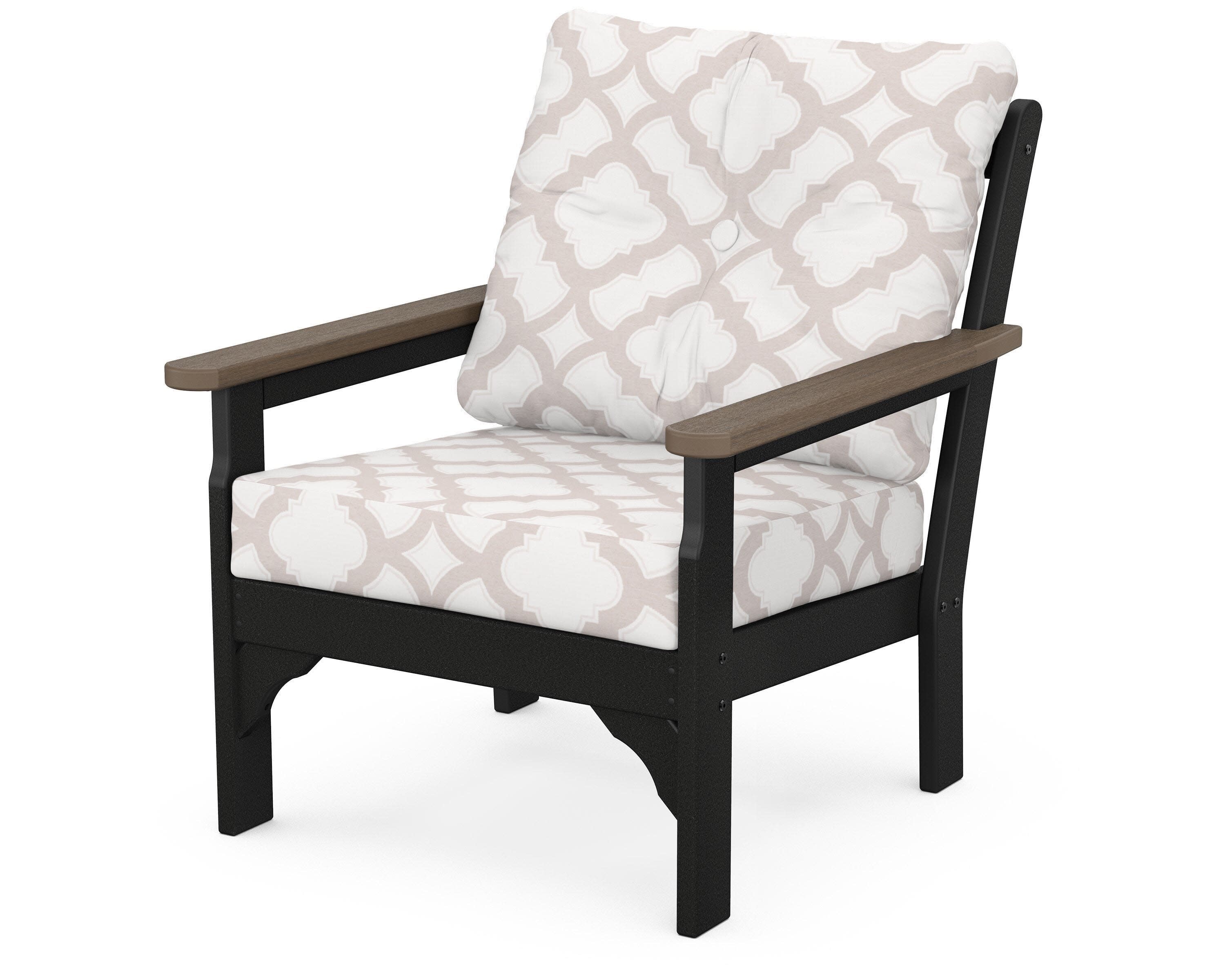 Vineyard Deep Seating Chair in White / Kona / Trellis Dune Burlap