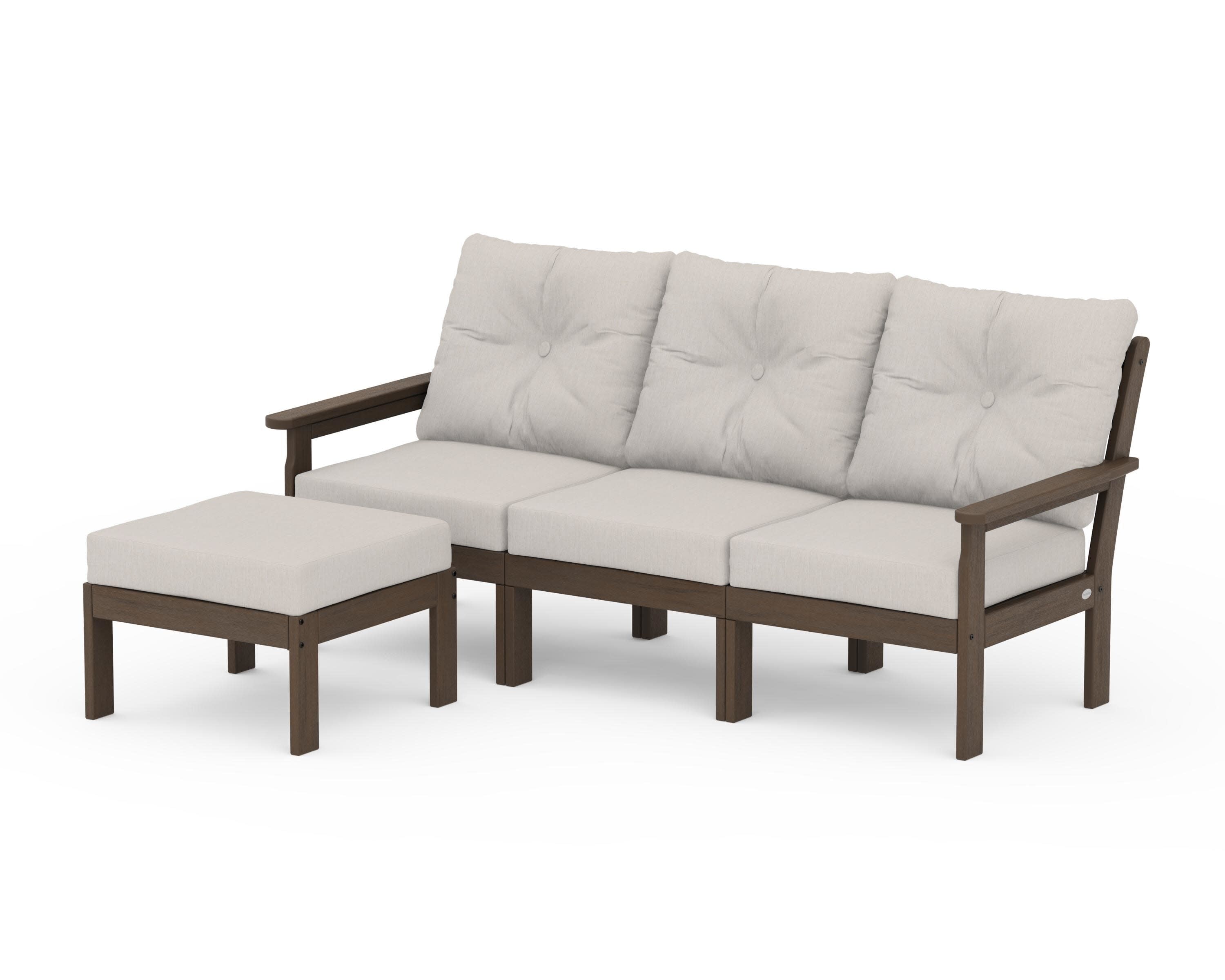 Vineyard 4-Piece Sectional with Ottoman in Kona / Cast Ash