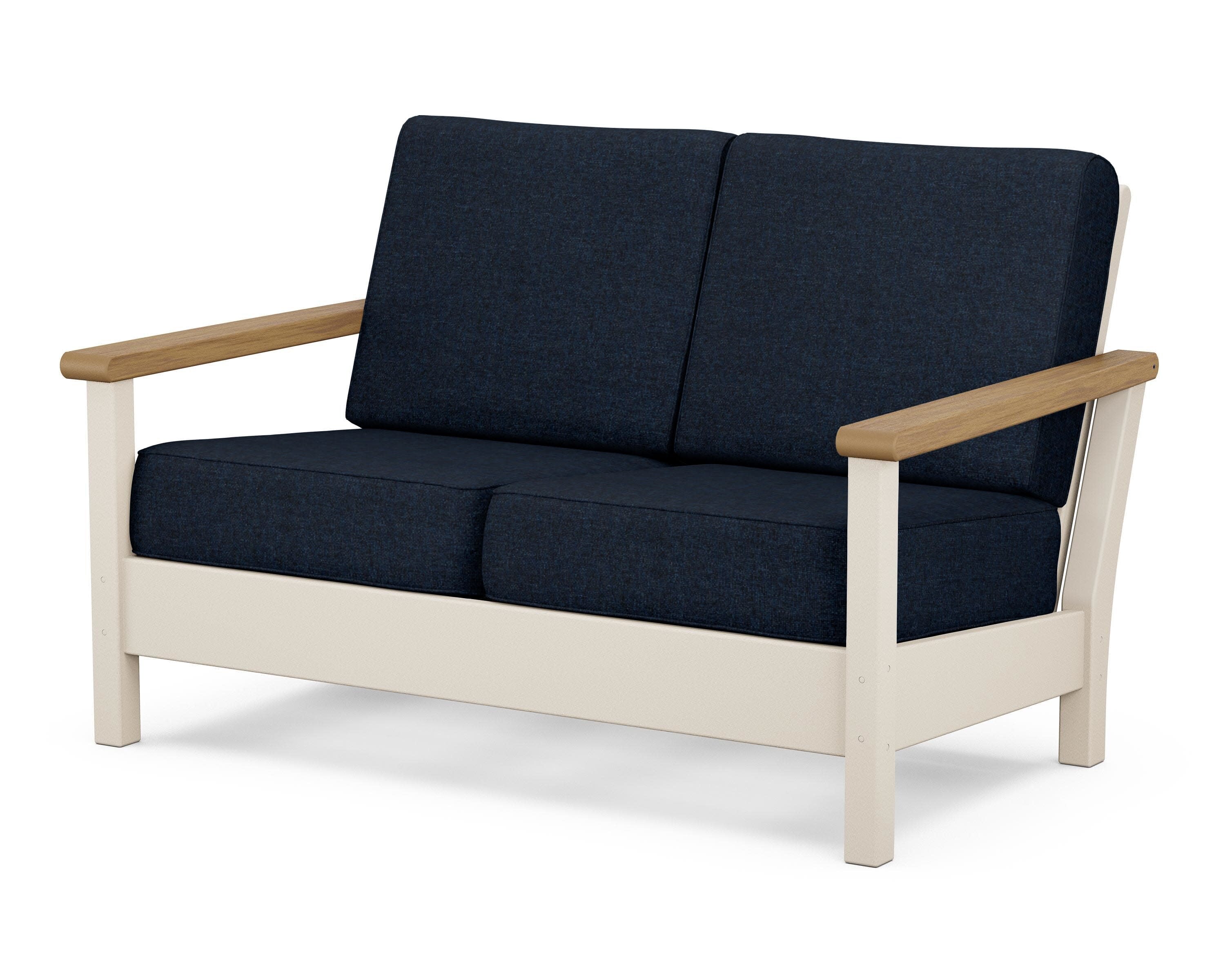 Harbour Deep Seating Loveseat in Sand / Natural / Marine Indigo
