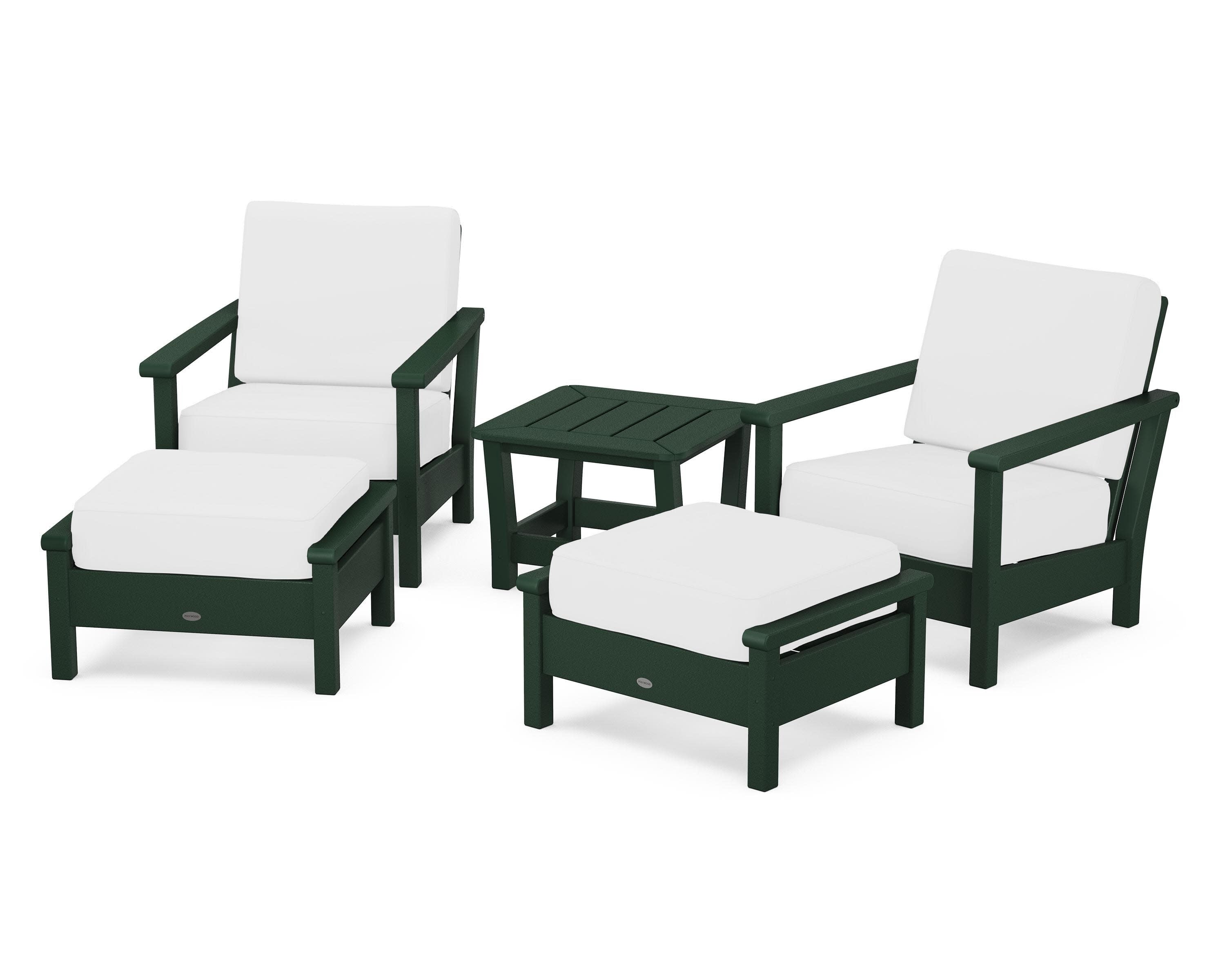 Harbour 5-Piece Deep Seating Chair Set in Green / Natural