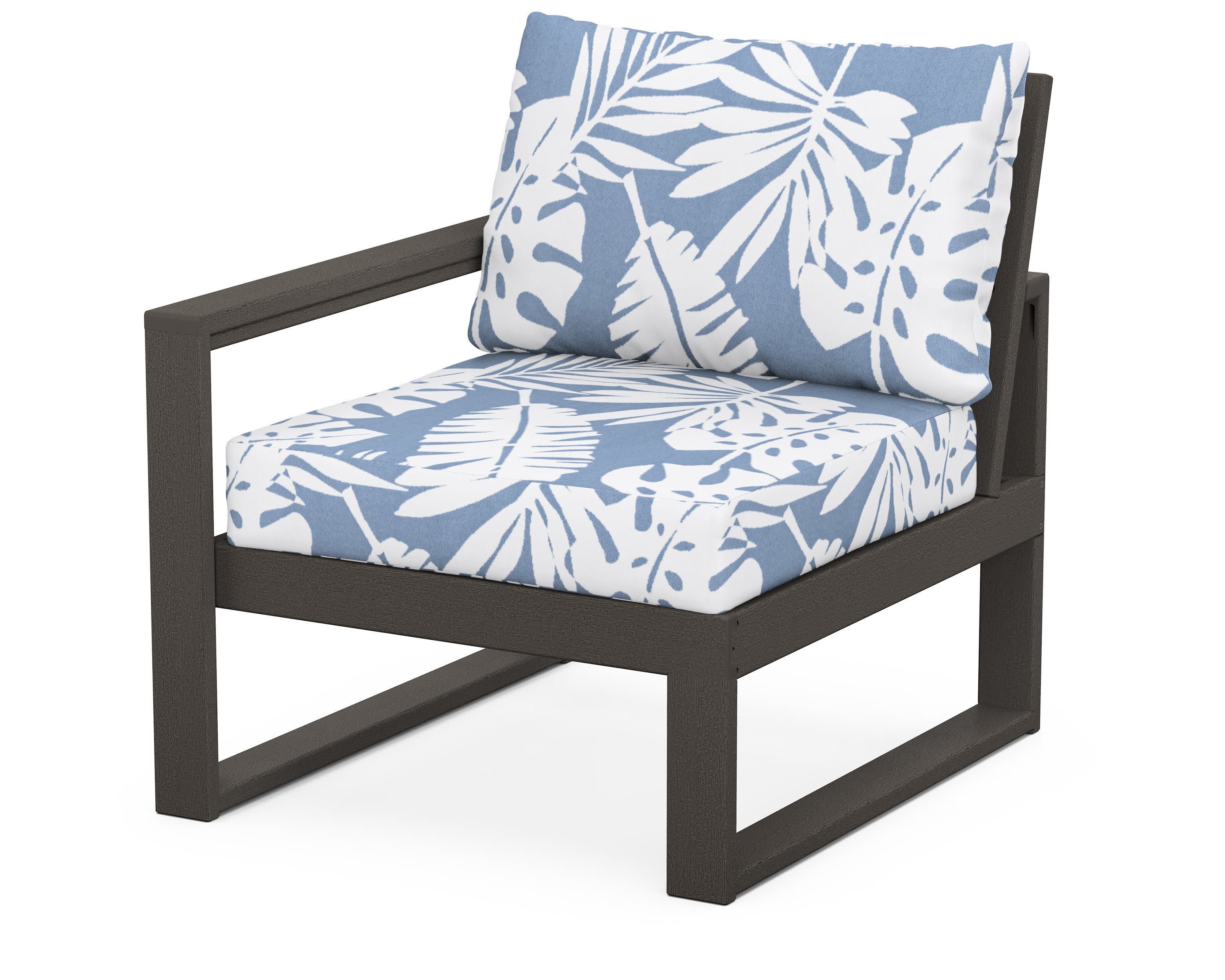 EDGE Modular Left Arm Chair in Vintage Coffee / Leaf Sky Blue