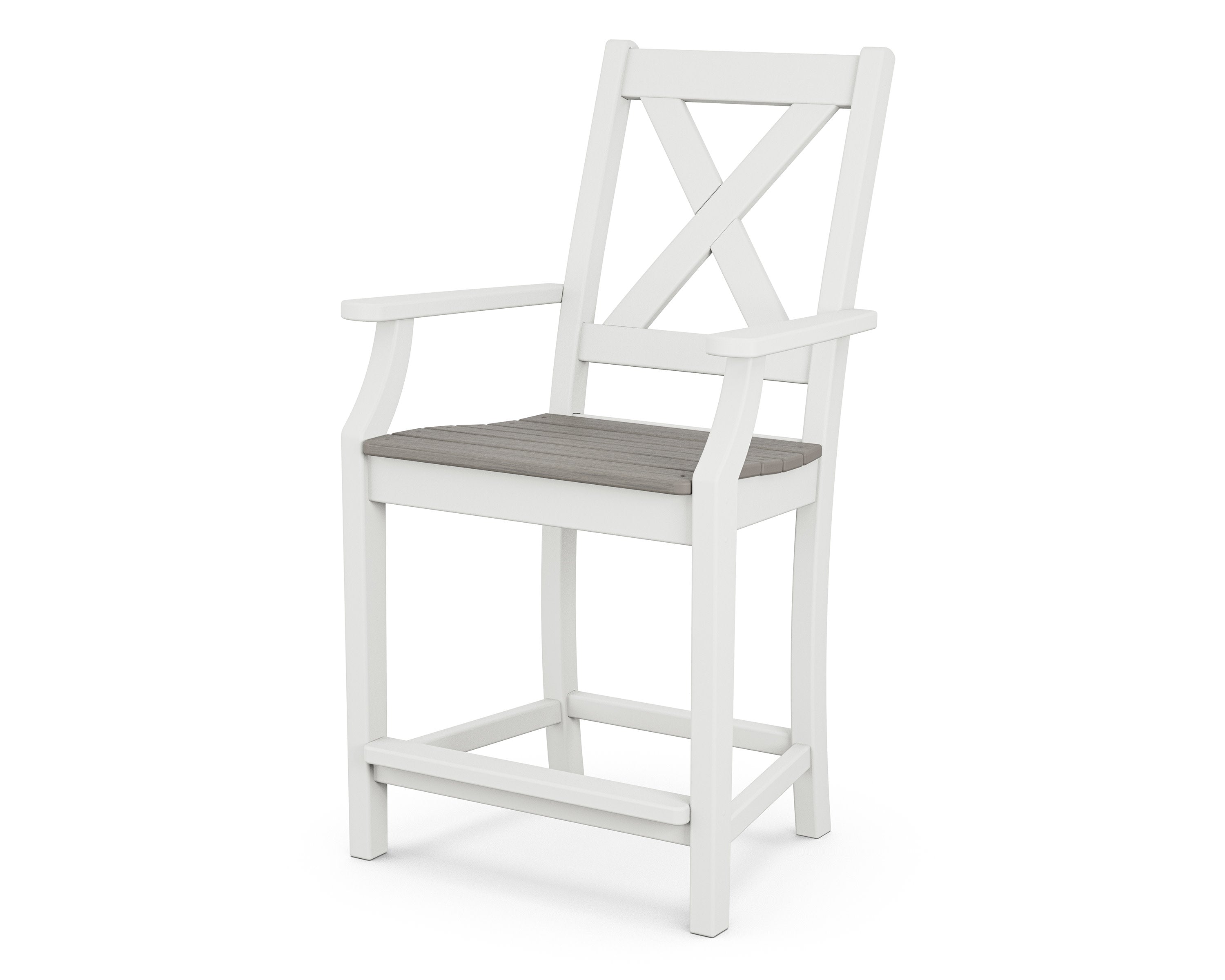 Braxton Counter Arm Chair in White / Driftwood