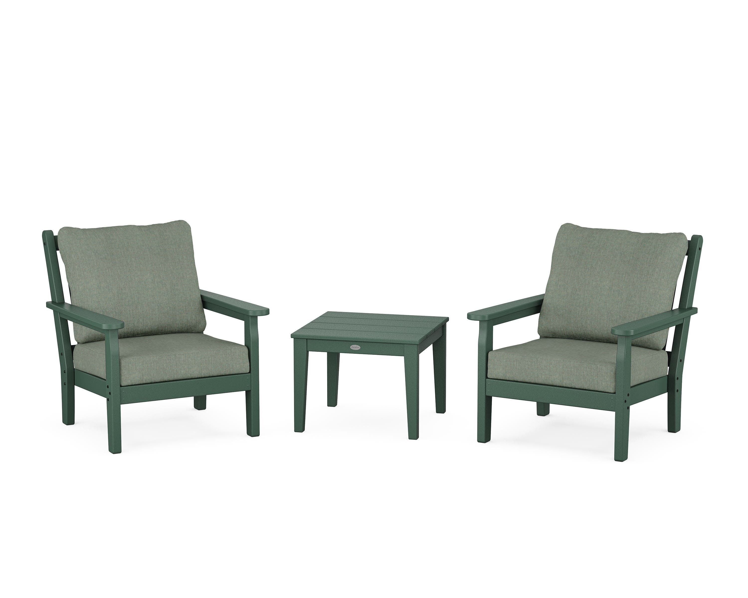Chippendale 3-Piece Deep Seating Set in Green / Cast Sage