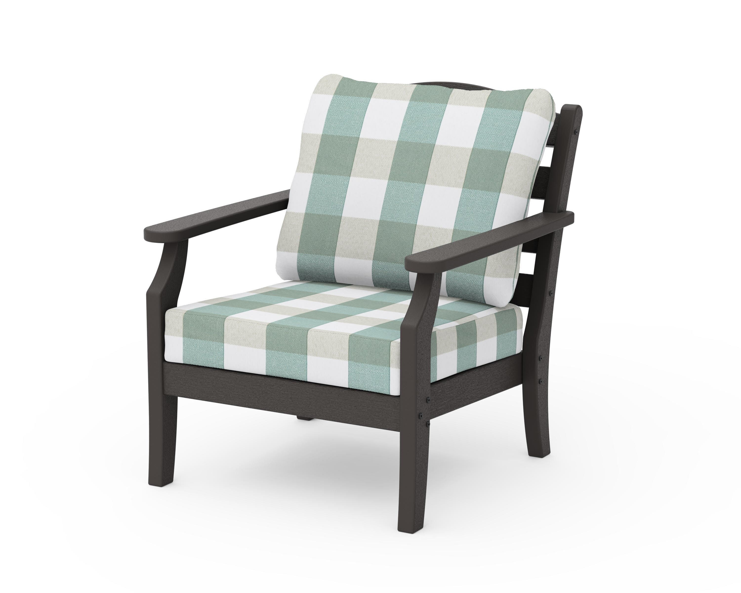 Savannah Deep Seating Chair in Vintage Coffee / Buffalo Plaid Glacier Spa