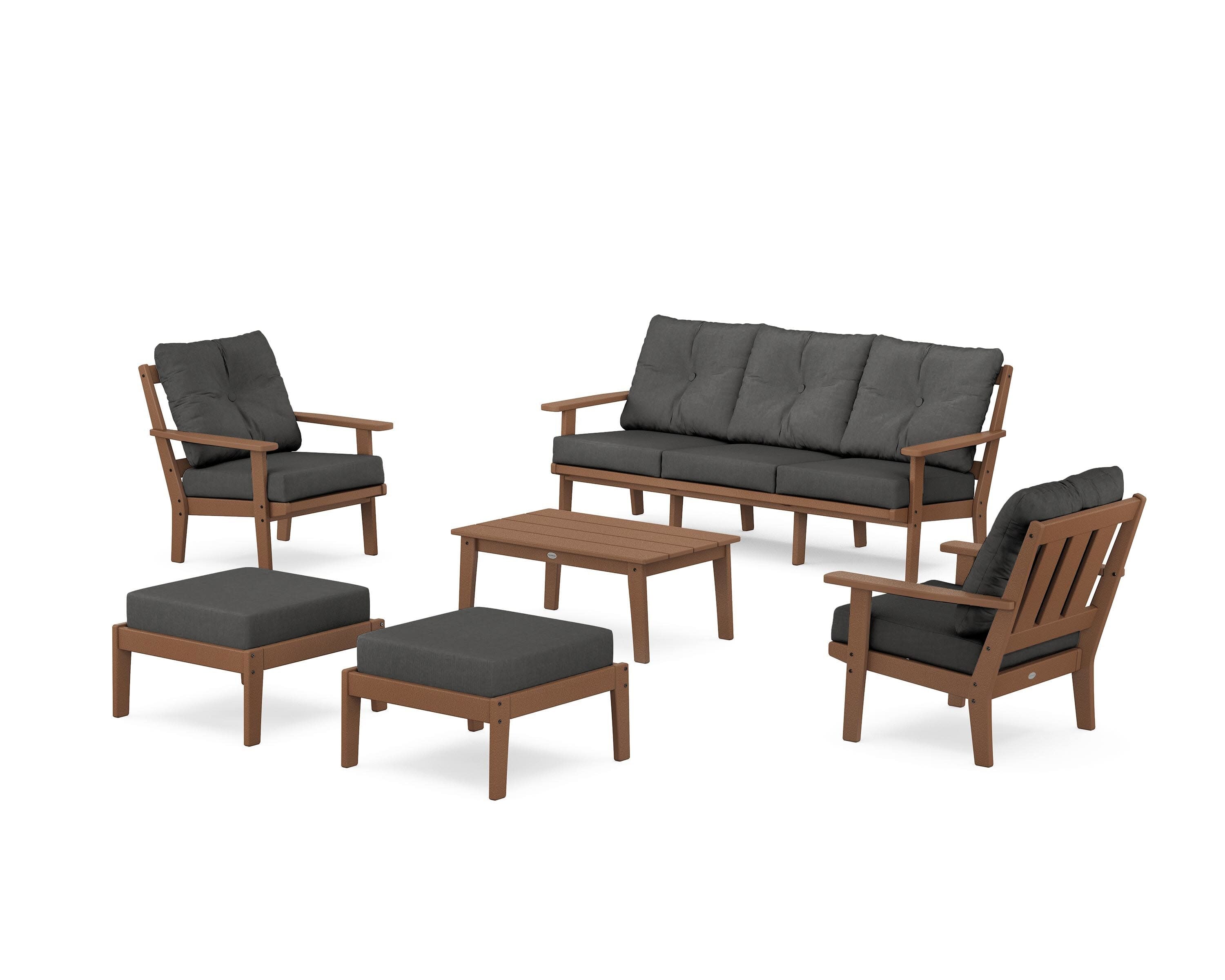 Oxford 6-Piece Lounge Sofa Set in Teak / Spectrum Carbon