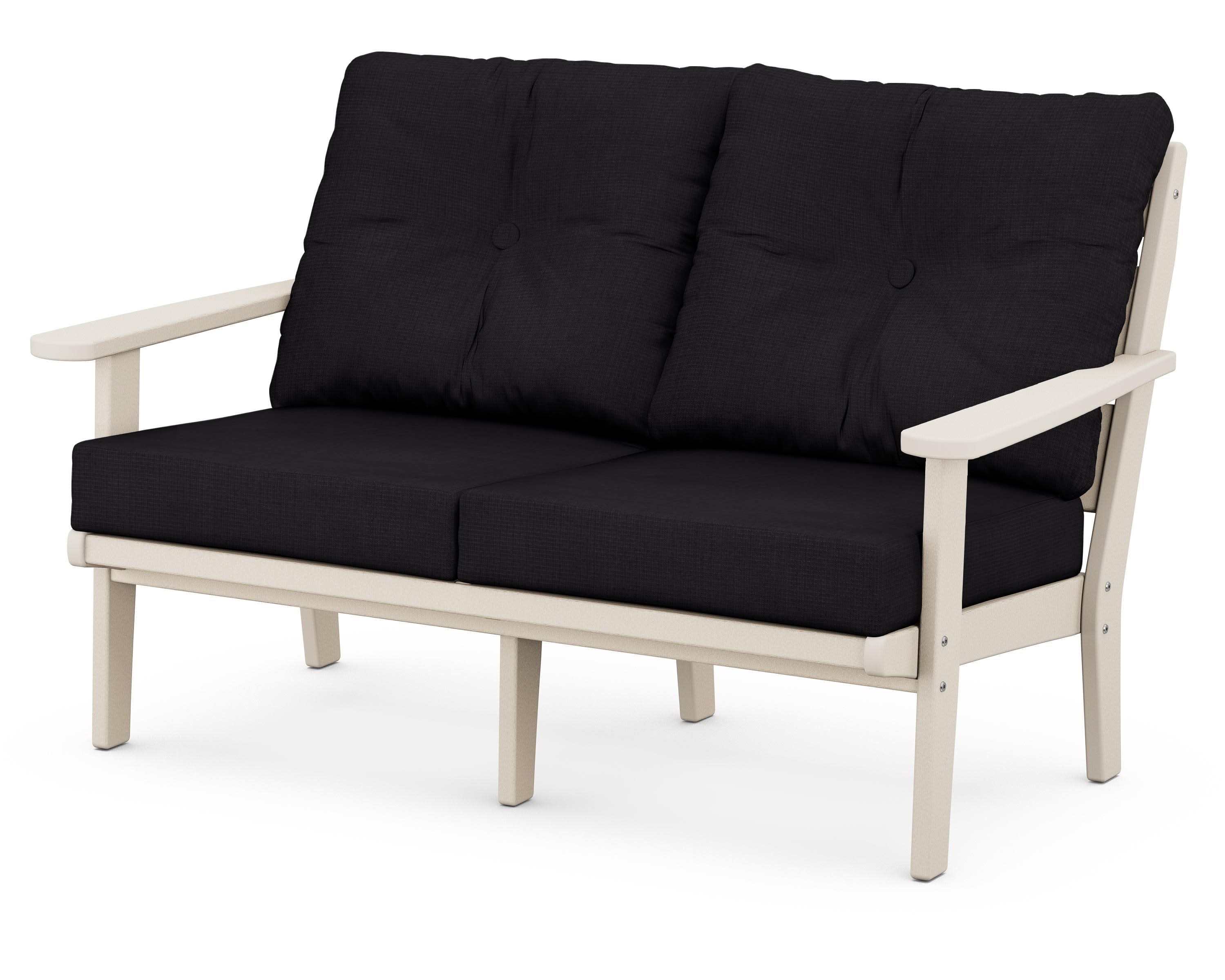 Lakeside Deep Seating Loveseat in Sand / Midnight Linen