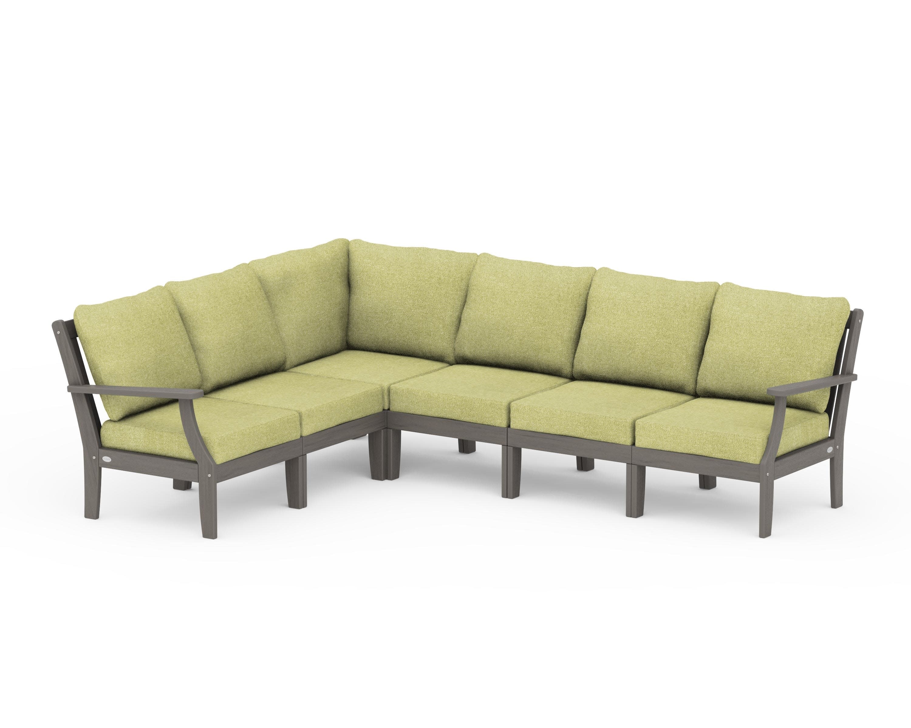 Braxton Modular 6-Piece Deep Seating Set in Driftwood / Chartreuse Boucle