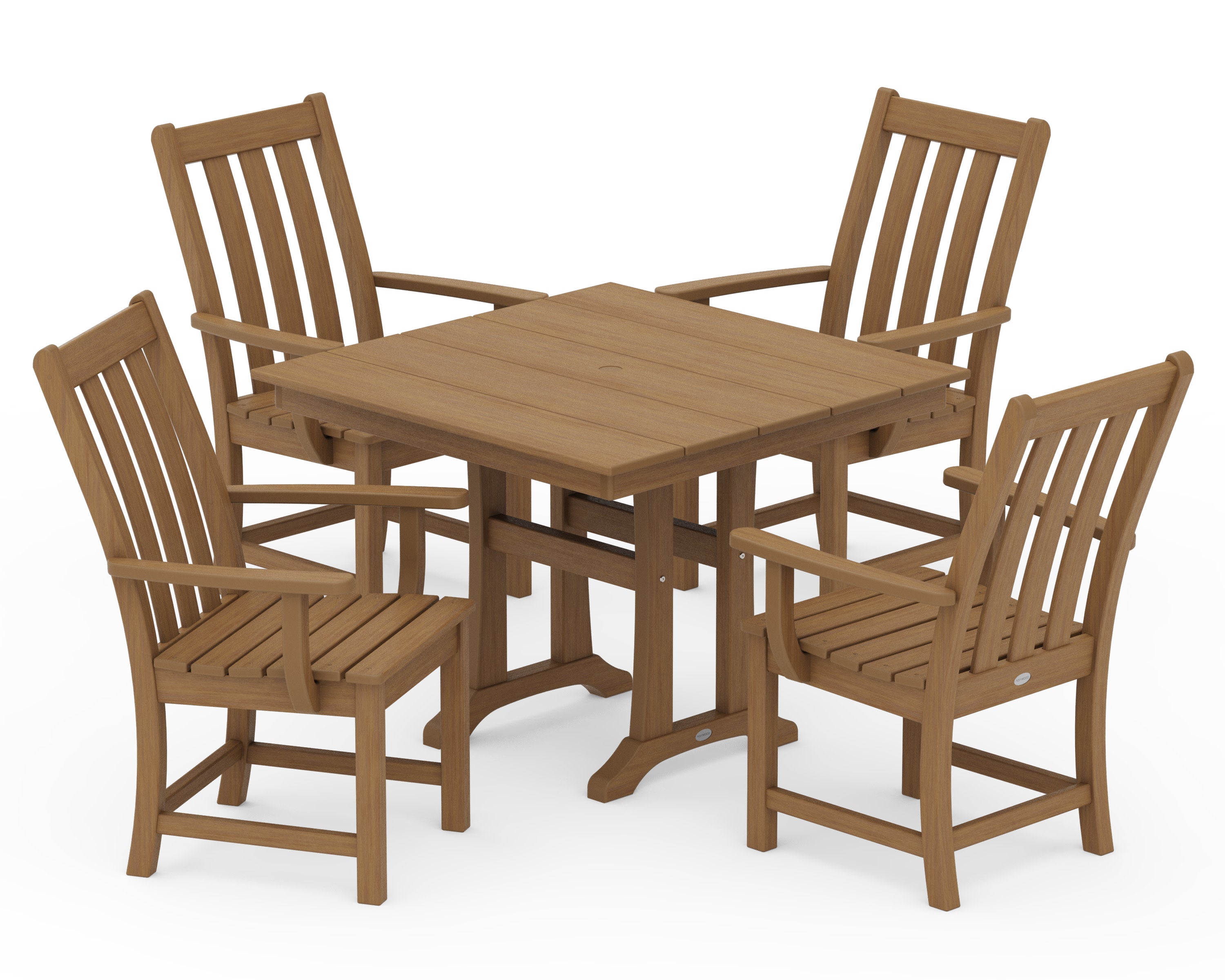 Vineyard 5-Piece Farmhouse Trestle Arm Chair Dining Set in Natural
