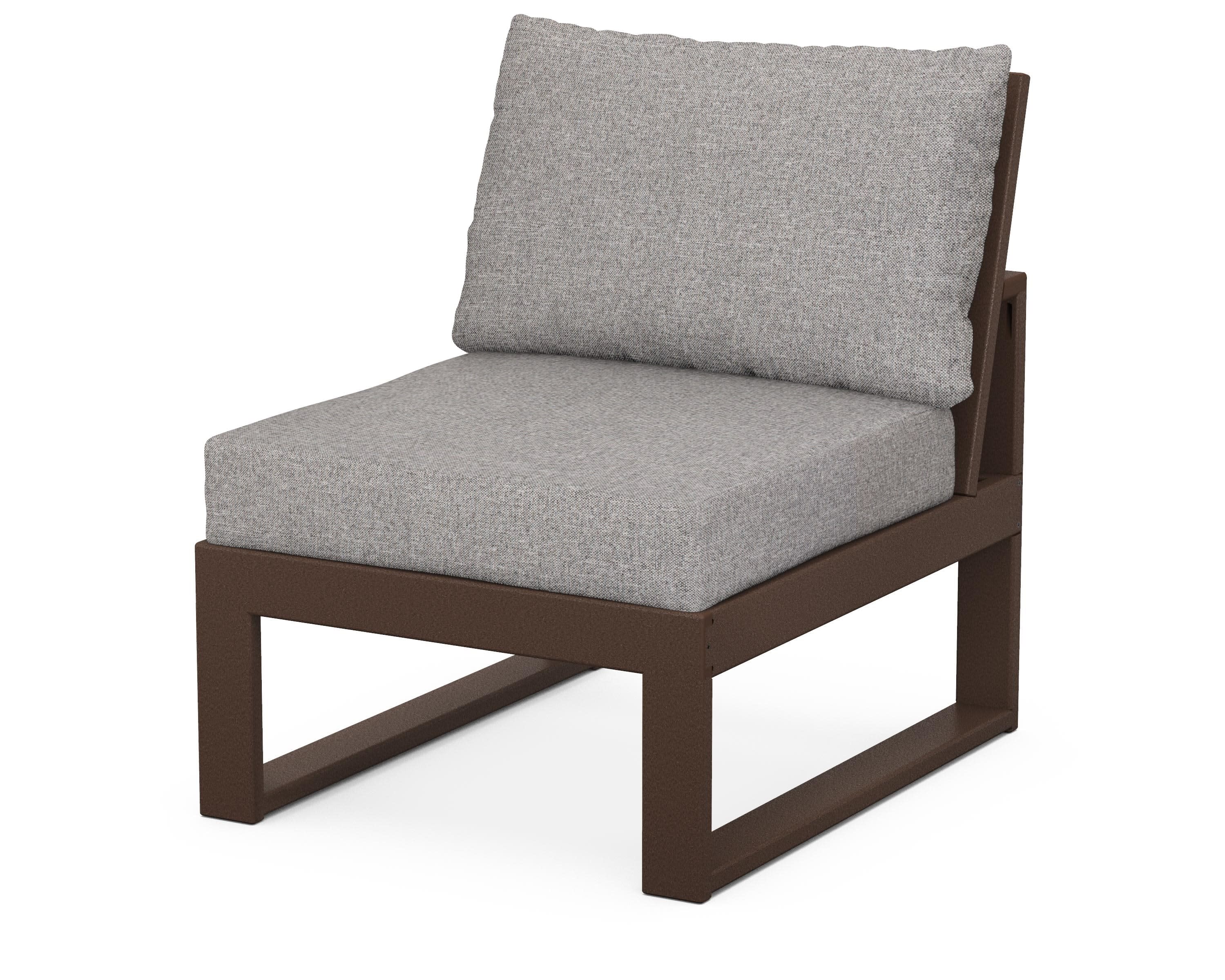 Modular Armless Chair in Mahogany / Grey Mist