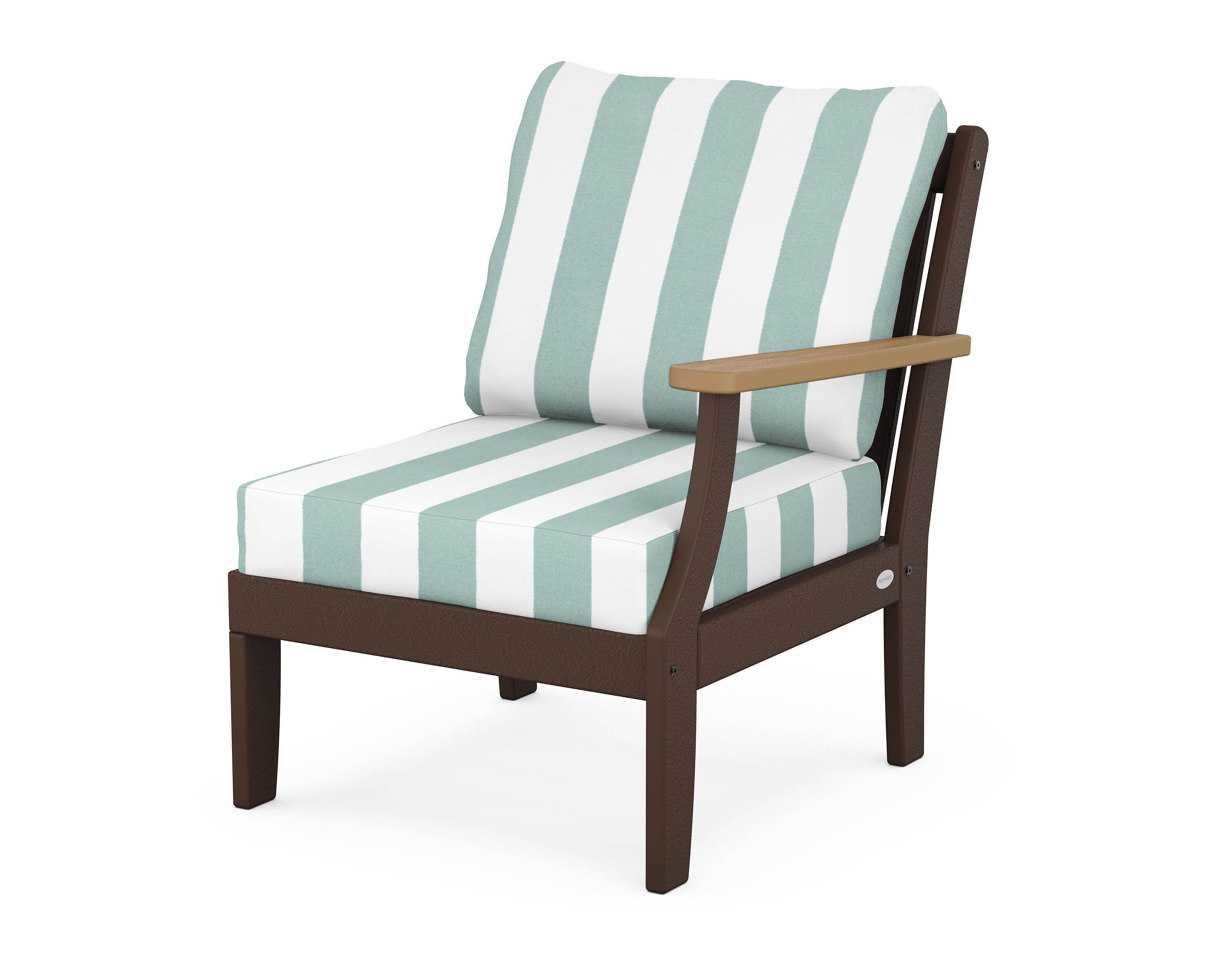 Braxton Modular Right Arm Chair in Mahogany / Natural / Cabana Stripe Glacier Spa