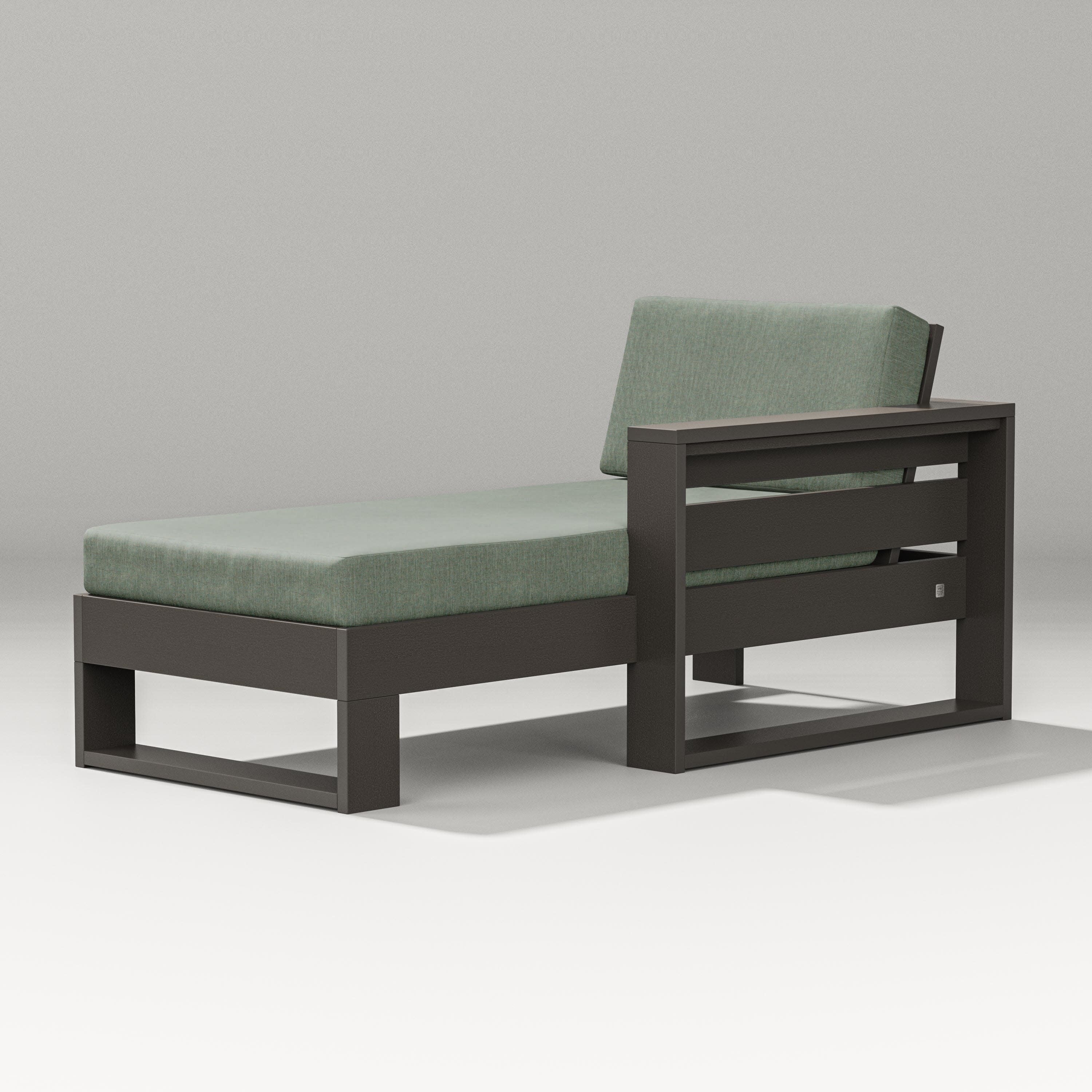 Latitude Modular Right Arm Chaise in Vintage Coffee / Cast Sage