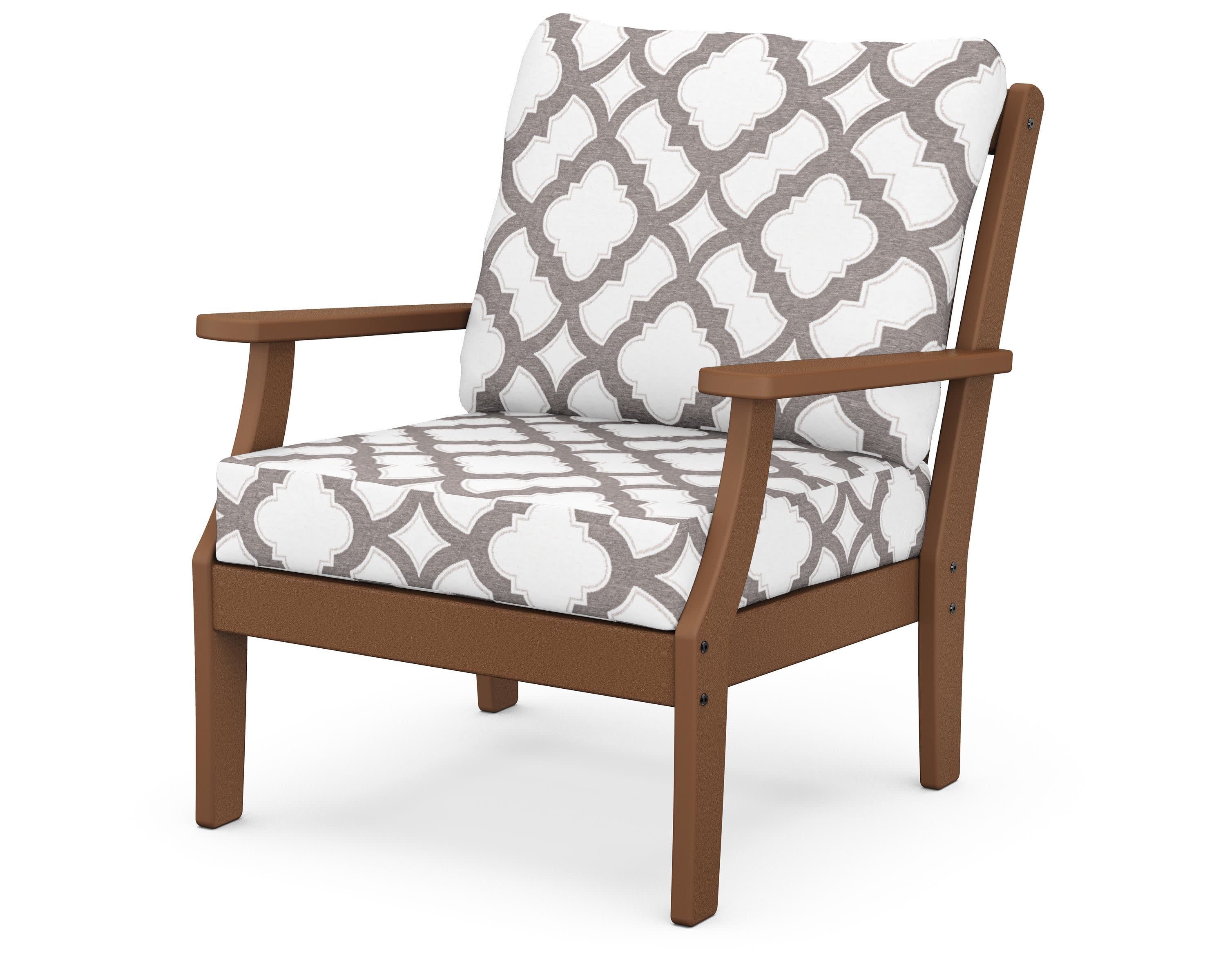 Braxton Deep Seating Chair in Teak / Trellis Grey Mist