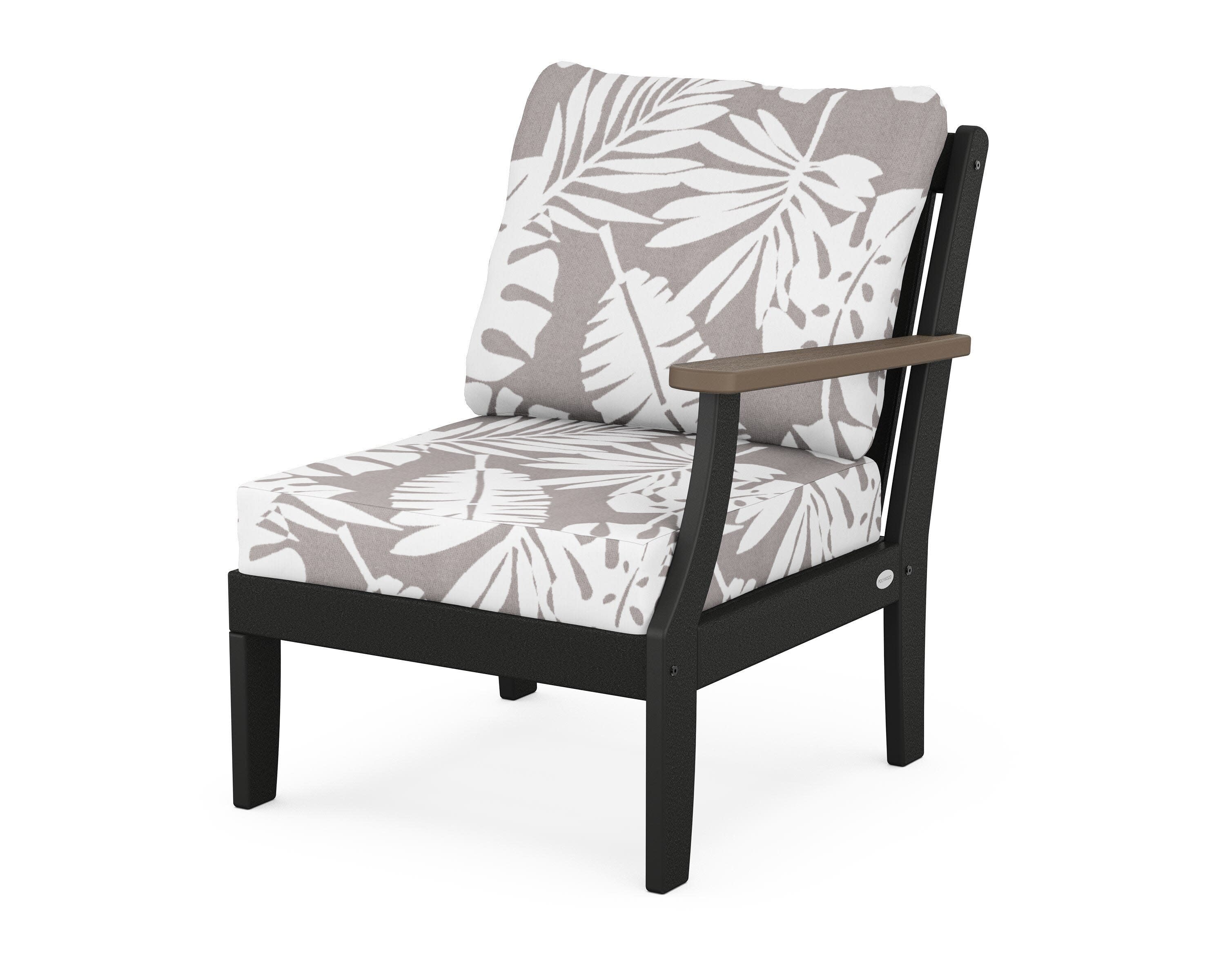 Braxton Modular Right Arm Chair in Black / Kona / Leaf Grey Mist