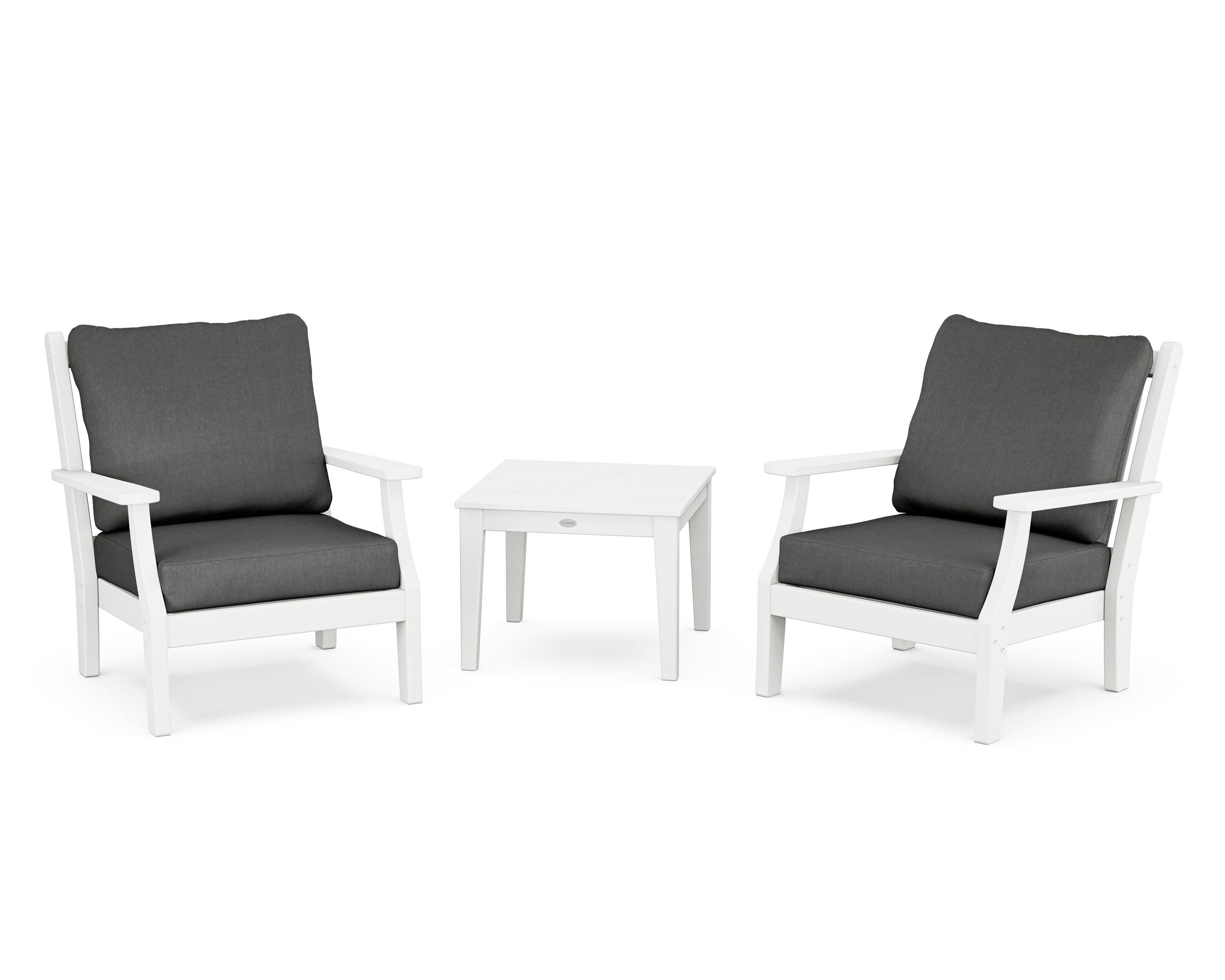 Wovendale 3-Piece Deep Seating Set in White / Spectrum Carbon