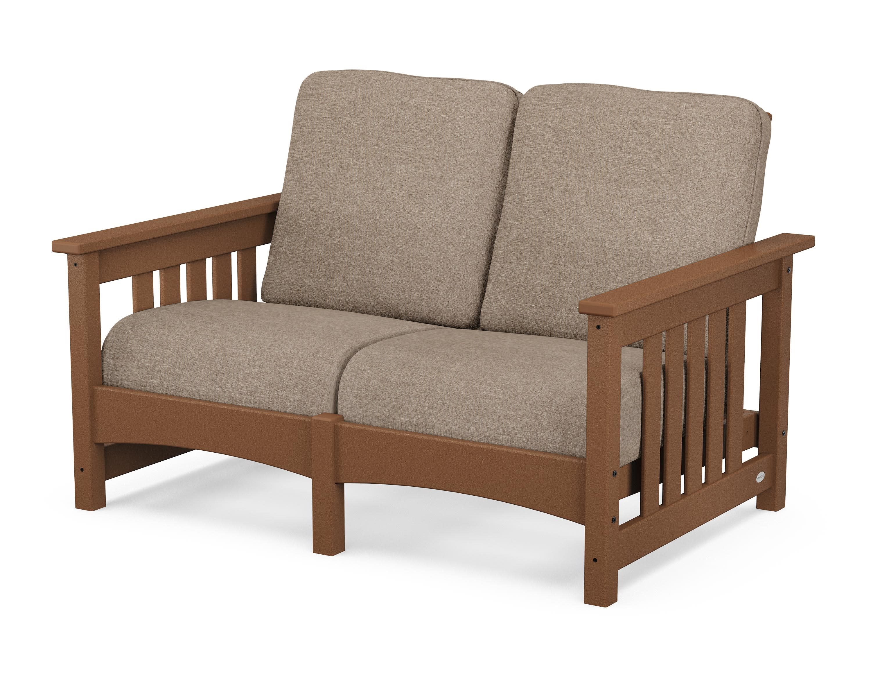 Club Mission Loveseat in Teak / Spiced Burlap