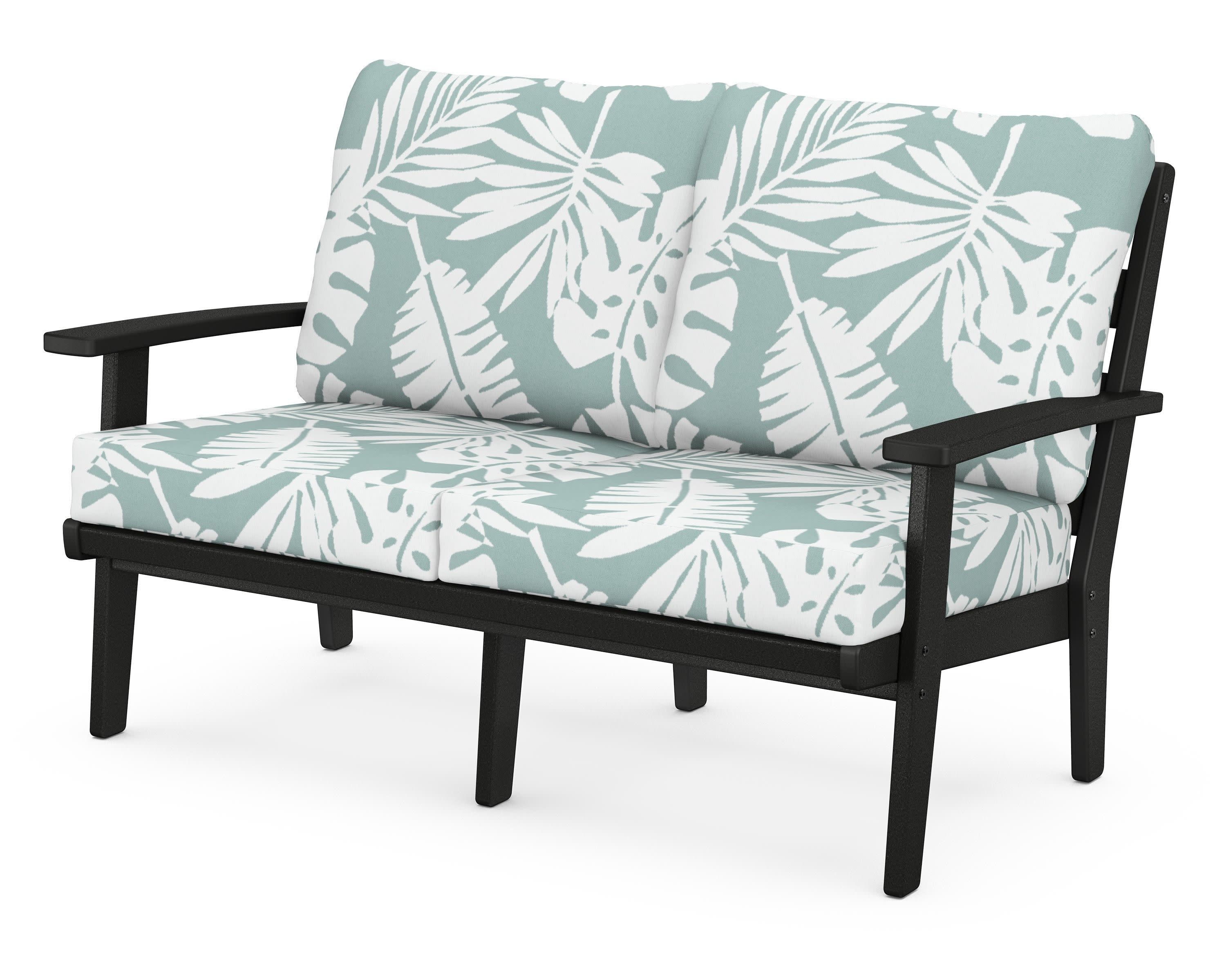 Grant Park Deep Seating Loveseat in Black / Leaf Glacier Spa