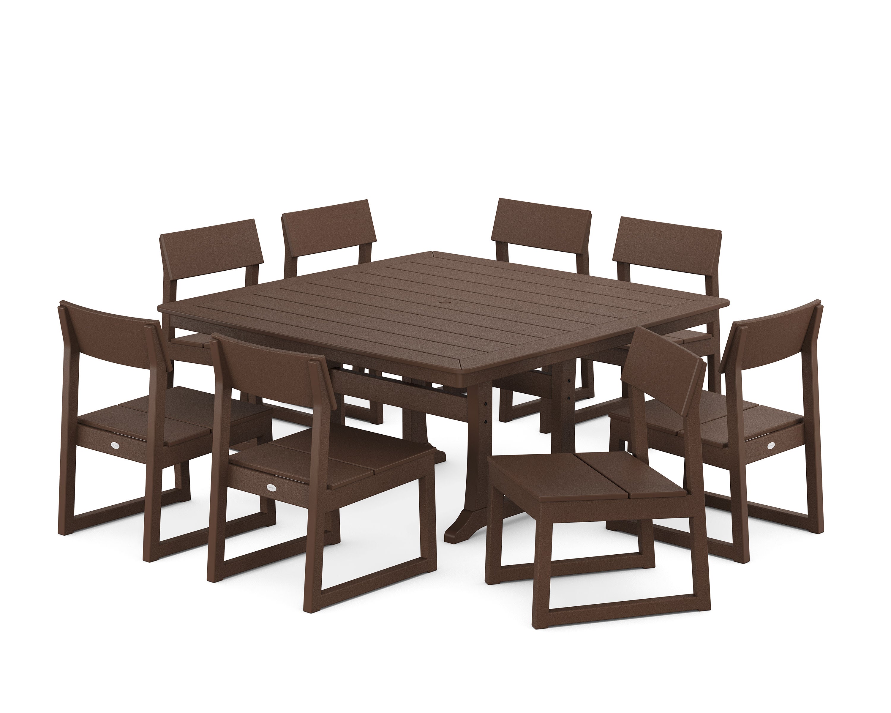EDGE Side Chair 9-Piece Dining Set with Trestle Legs in Mahogany