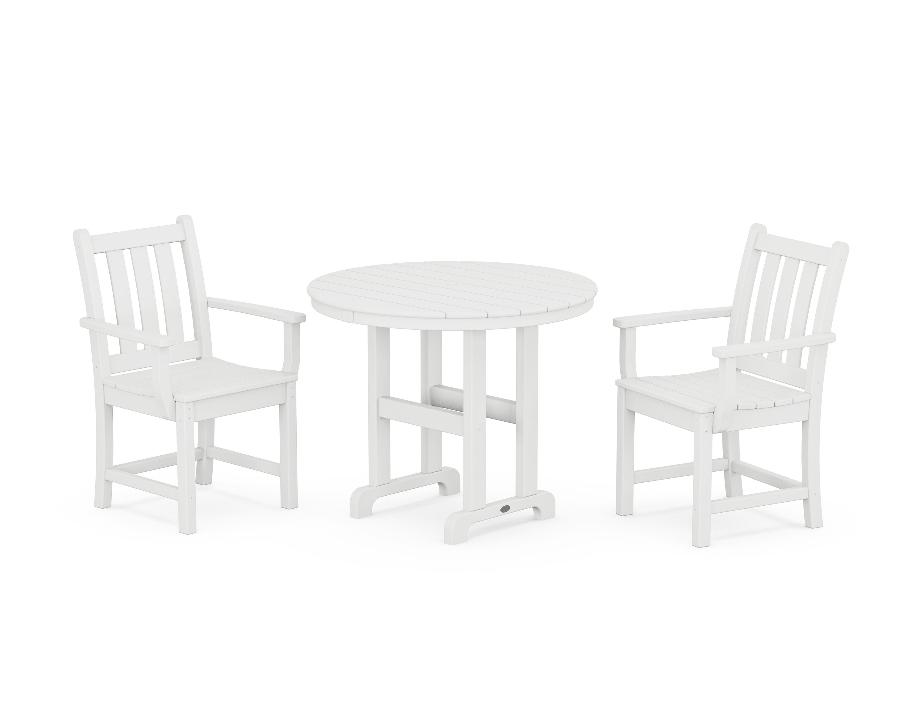 Traditional Garden 3-Piece Round Dining Set in White
