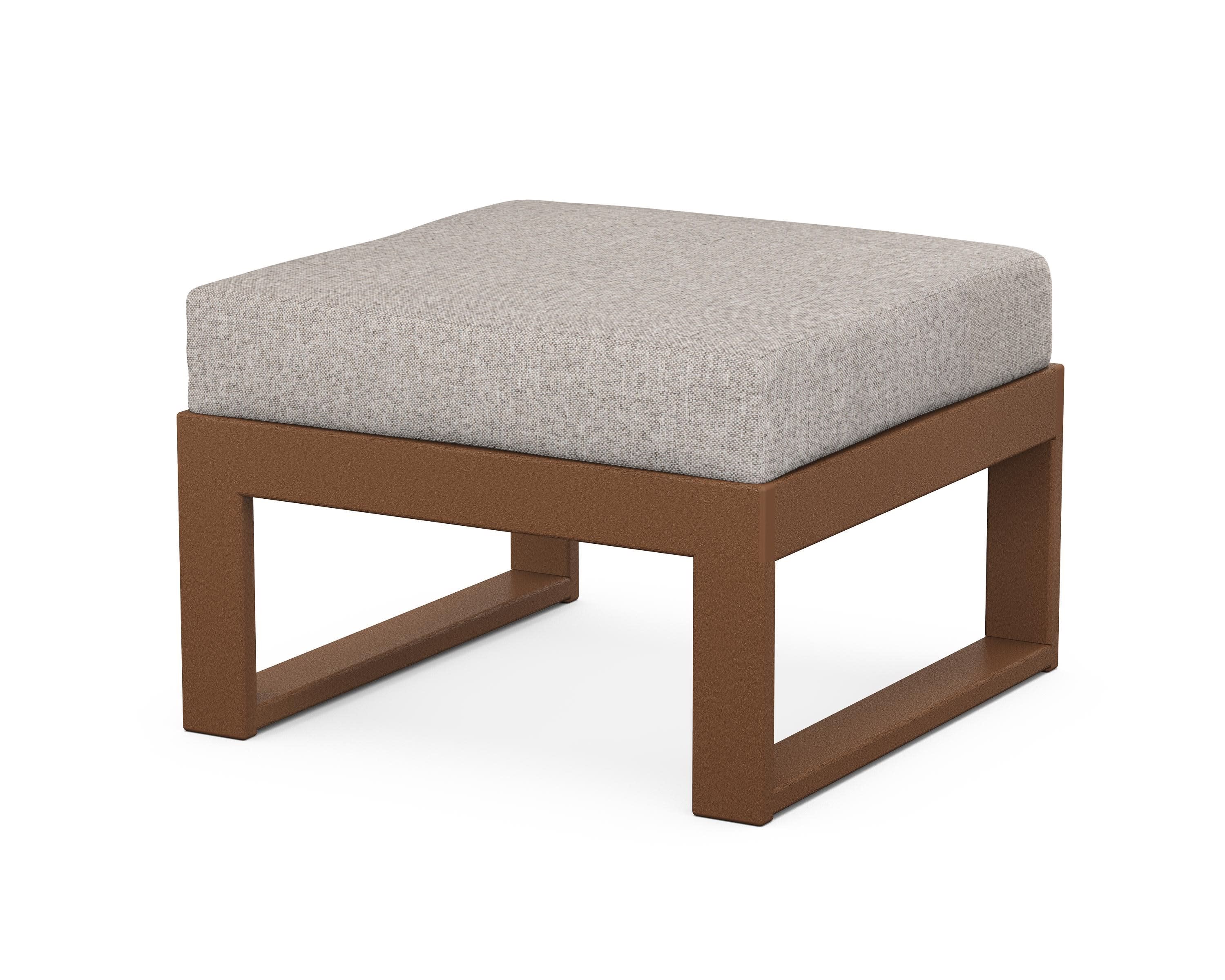 Modular Ottoman - Modern in Teak / Weathered Tweed